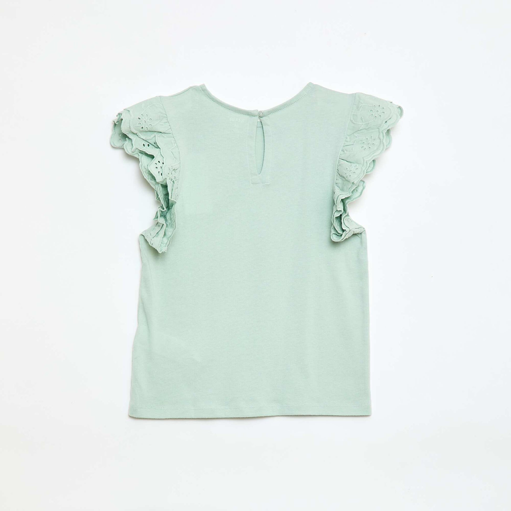 T-shirt à manches courtes en broderies anglaises BLEU