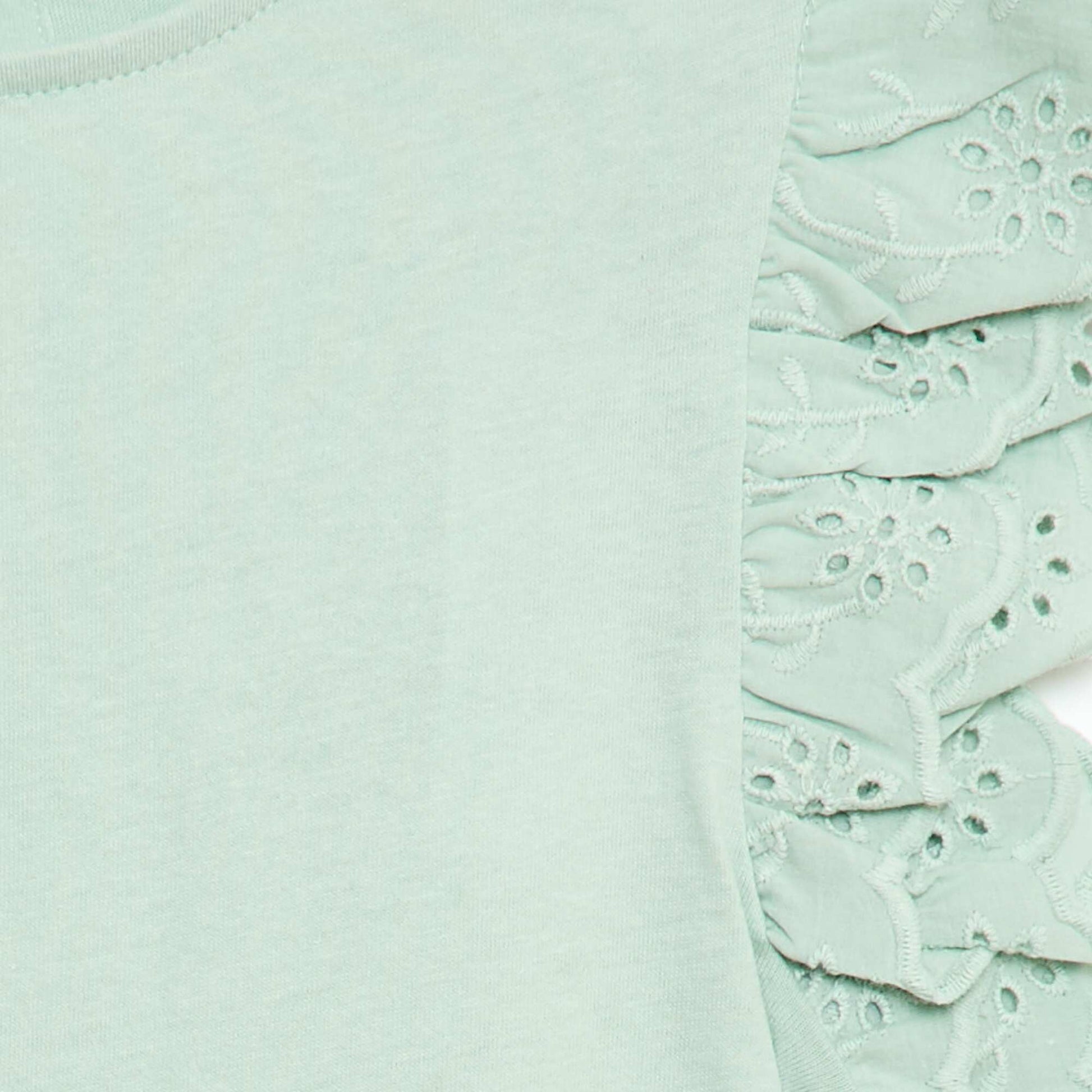 T-shirt à manches courtes en broderies anglaises BLEU
