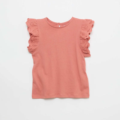 T-shirt à manches courtes en broderies anglaises ROSE