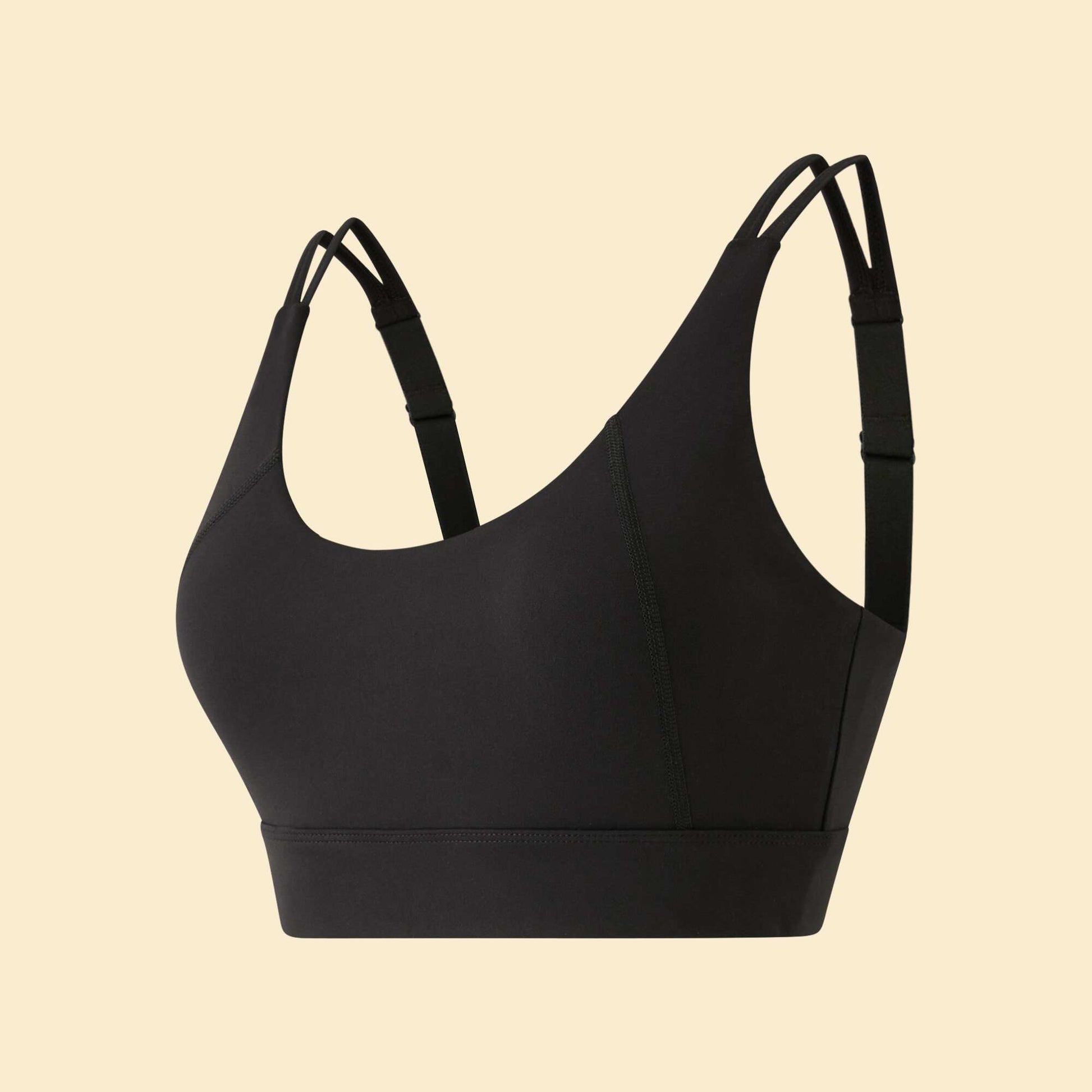 Brassière de sport effet twisté au dos maintien fort NOIR