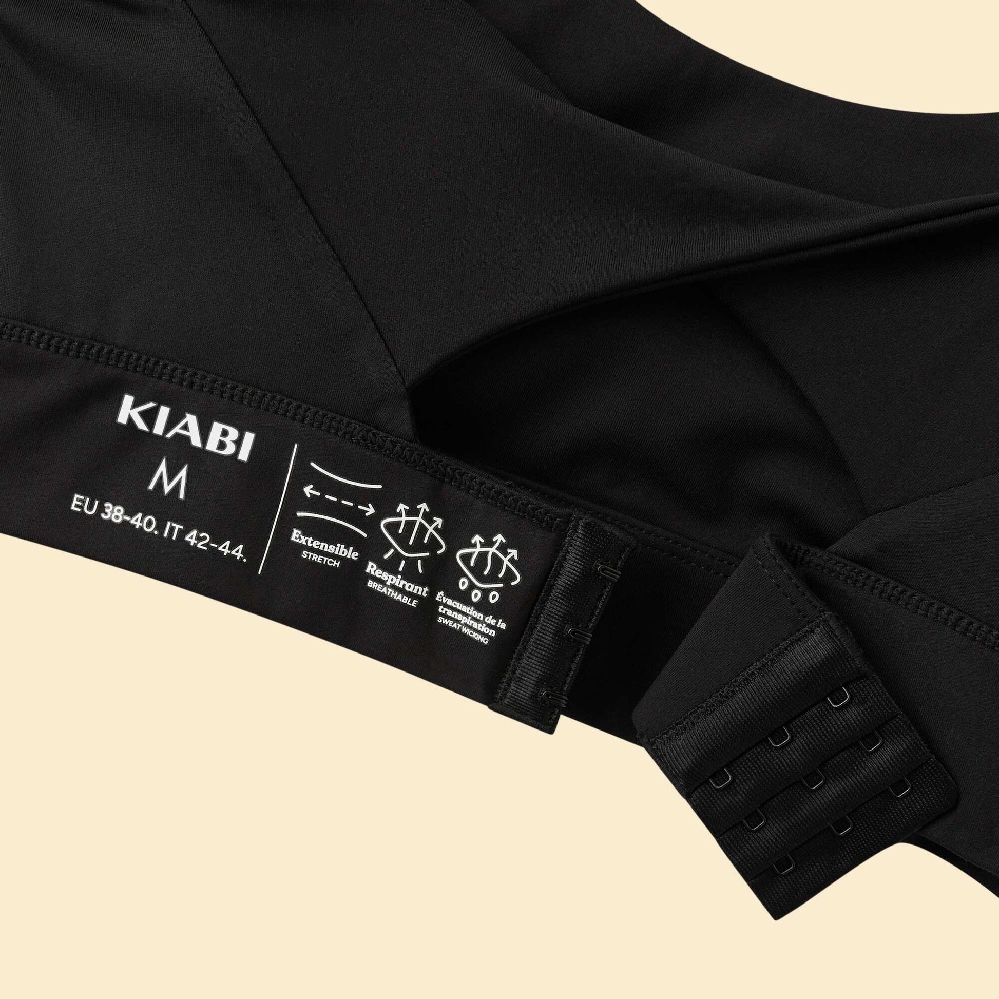 Brassière de sport effet twisté au dos maintien fort NOIR