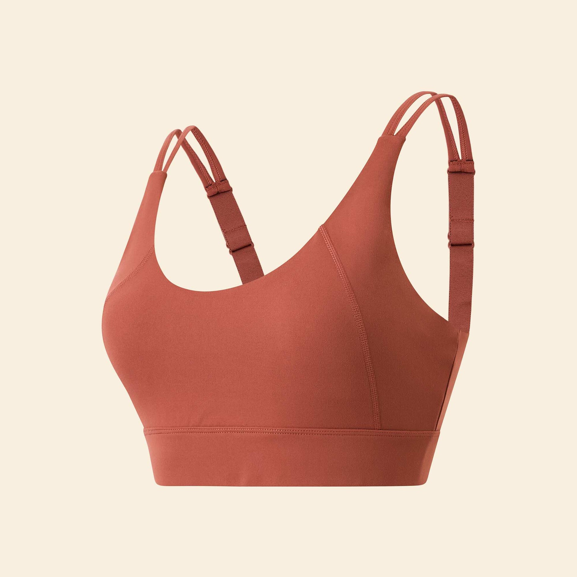Brassière de sport effet twisté au dos maintien fort MARRON