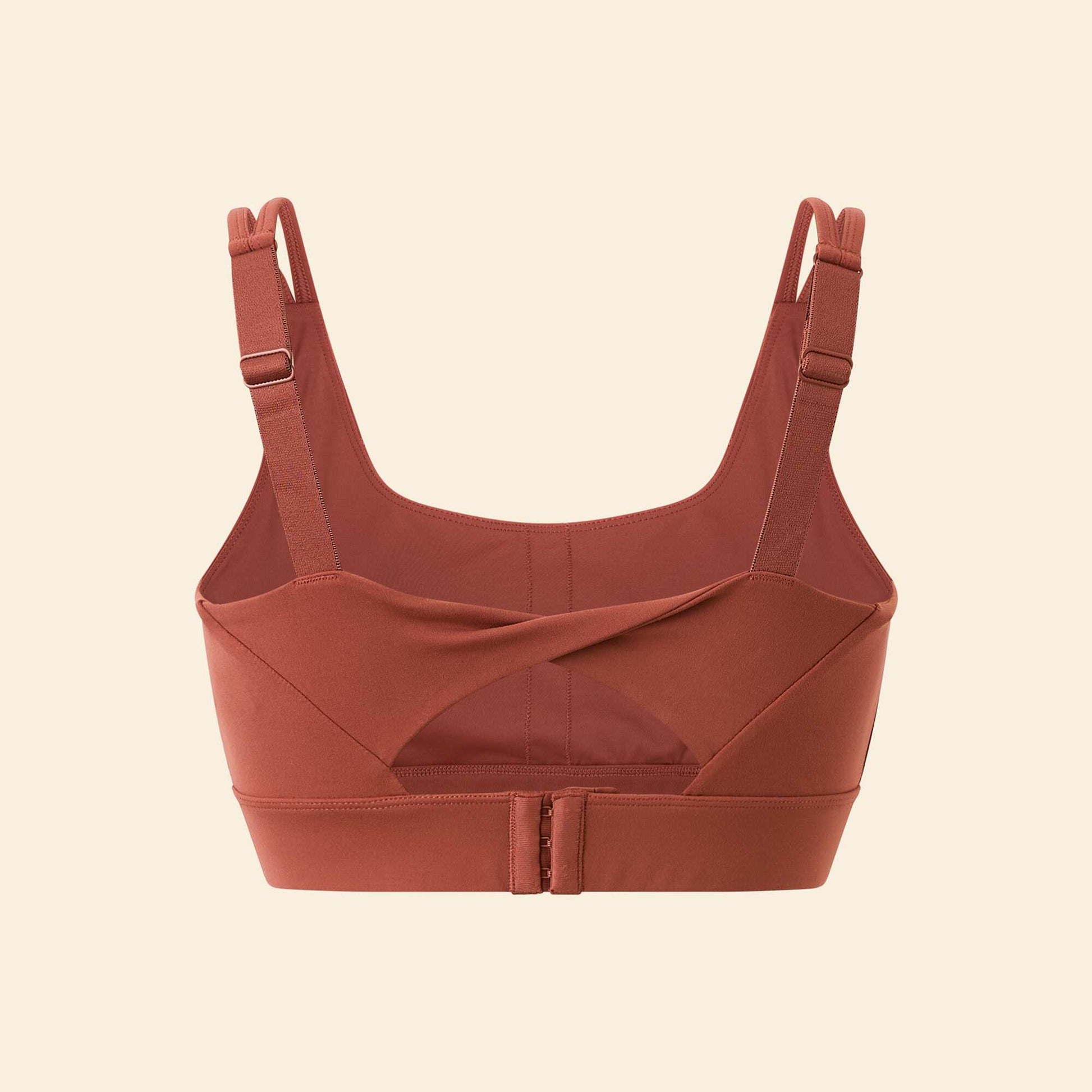 Brassière de sport effet twisté au dos maintien fort MARRON