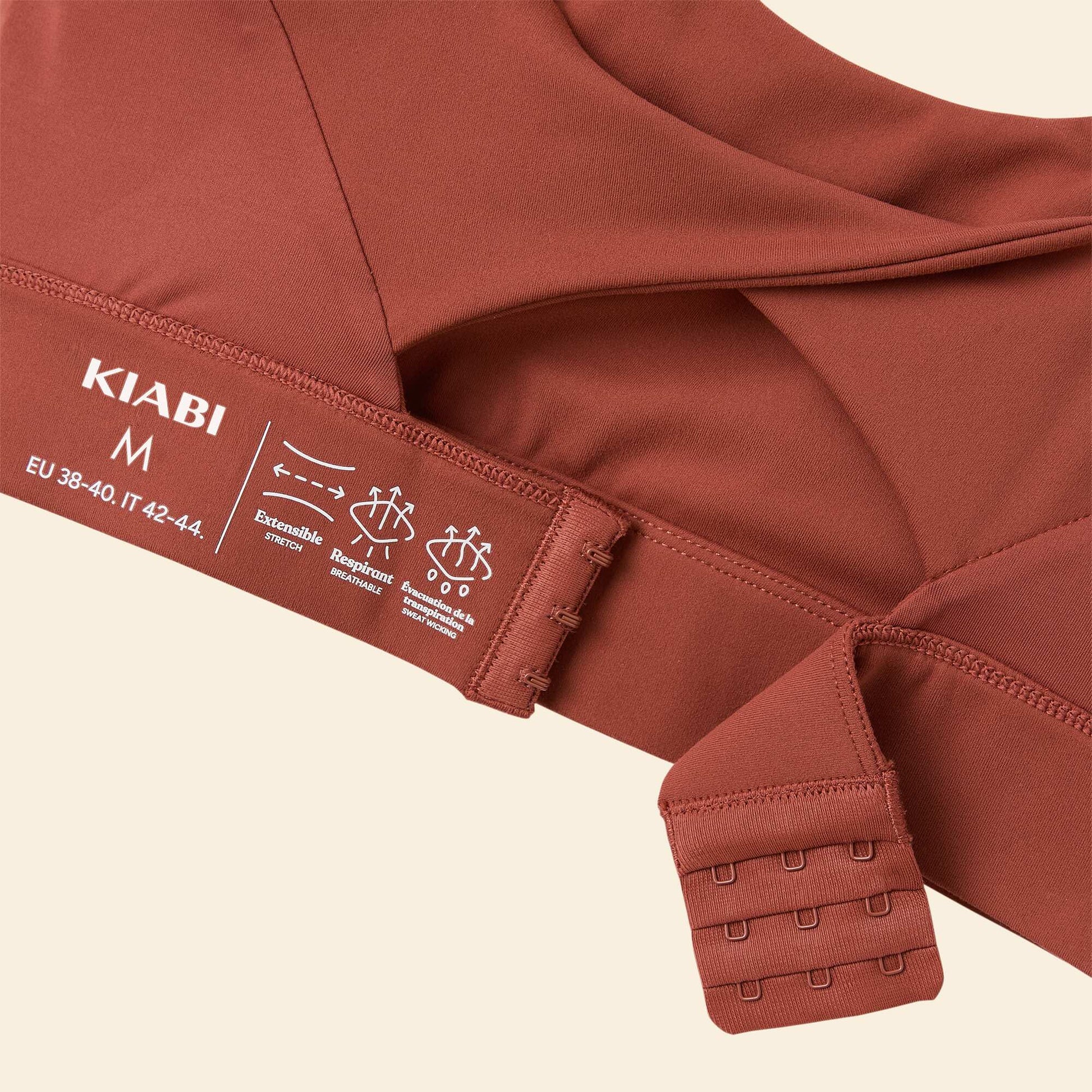 Brassière de sport effet twisté au dos maintien fort MARRON