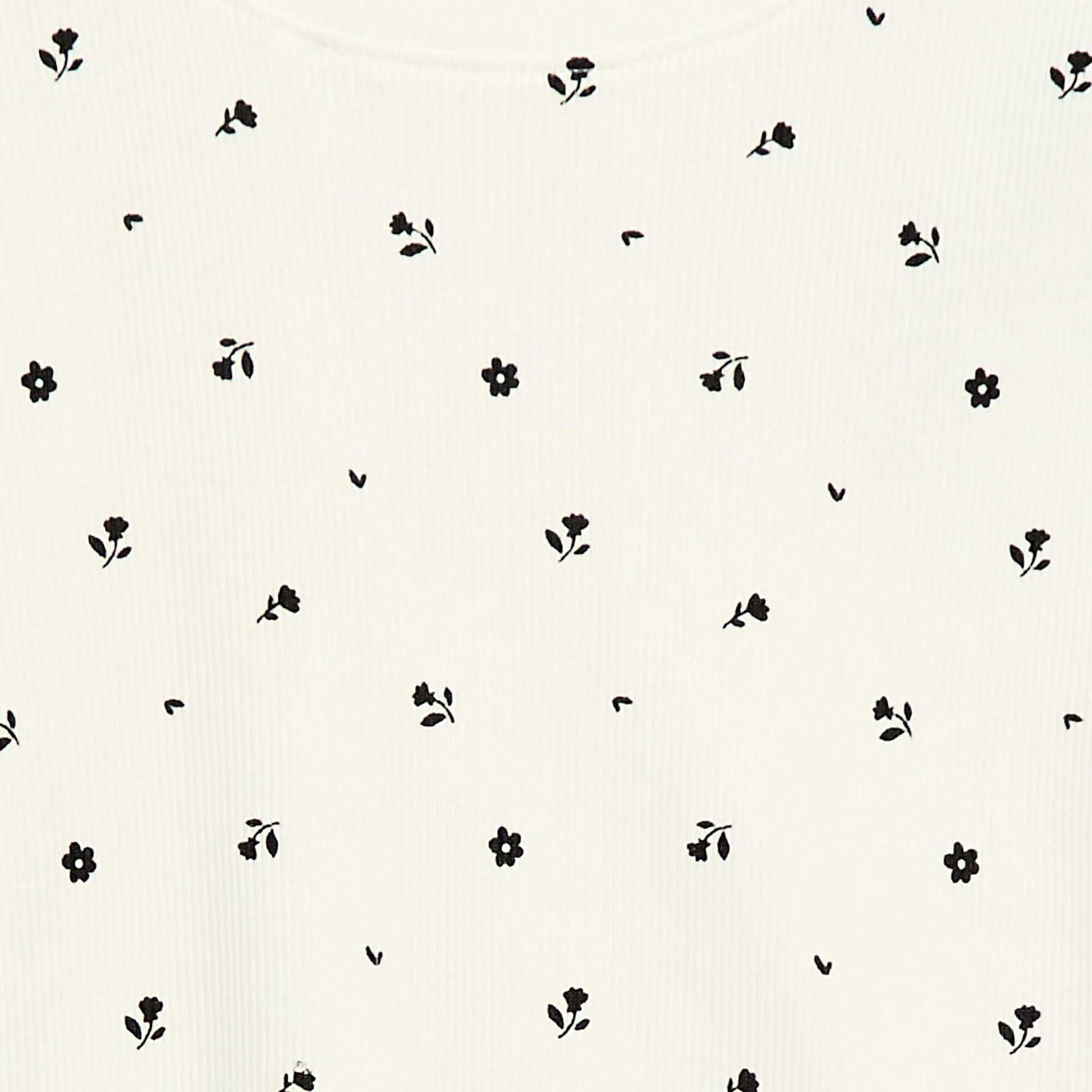 T-shirt côtelé à manches courtes volantées BEIGE