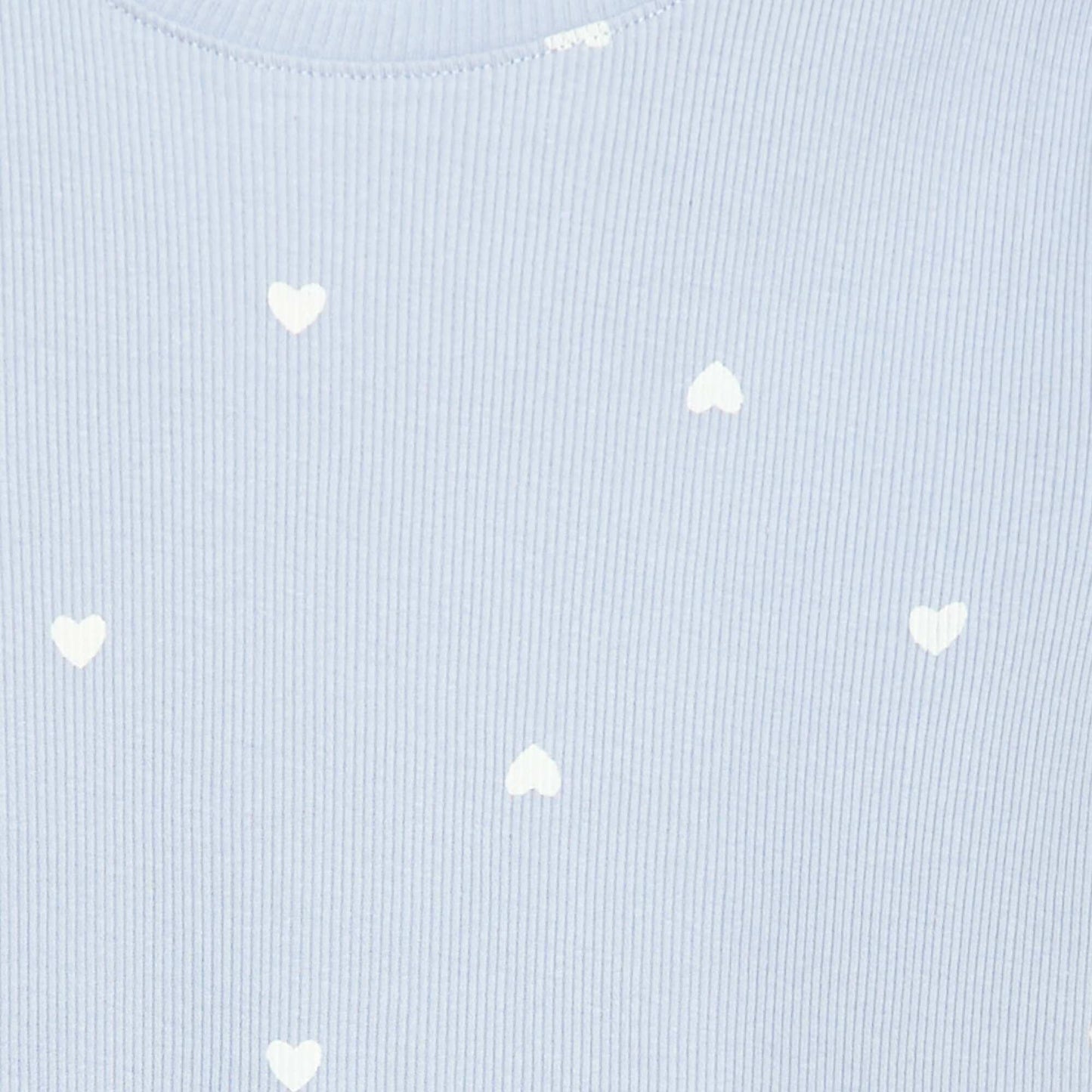 T-shirt côtelé à manches courtes volantées BLEU