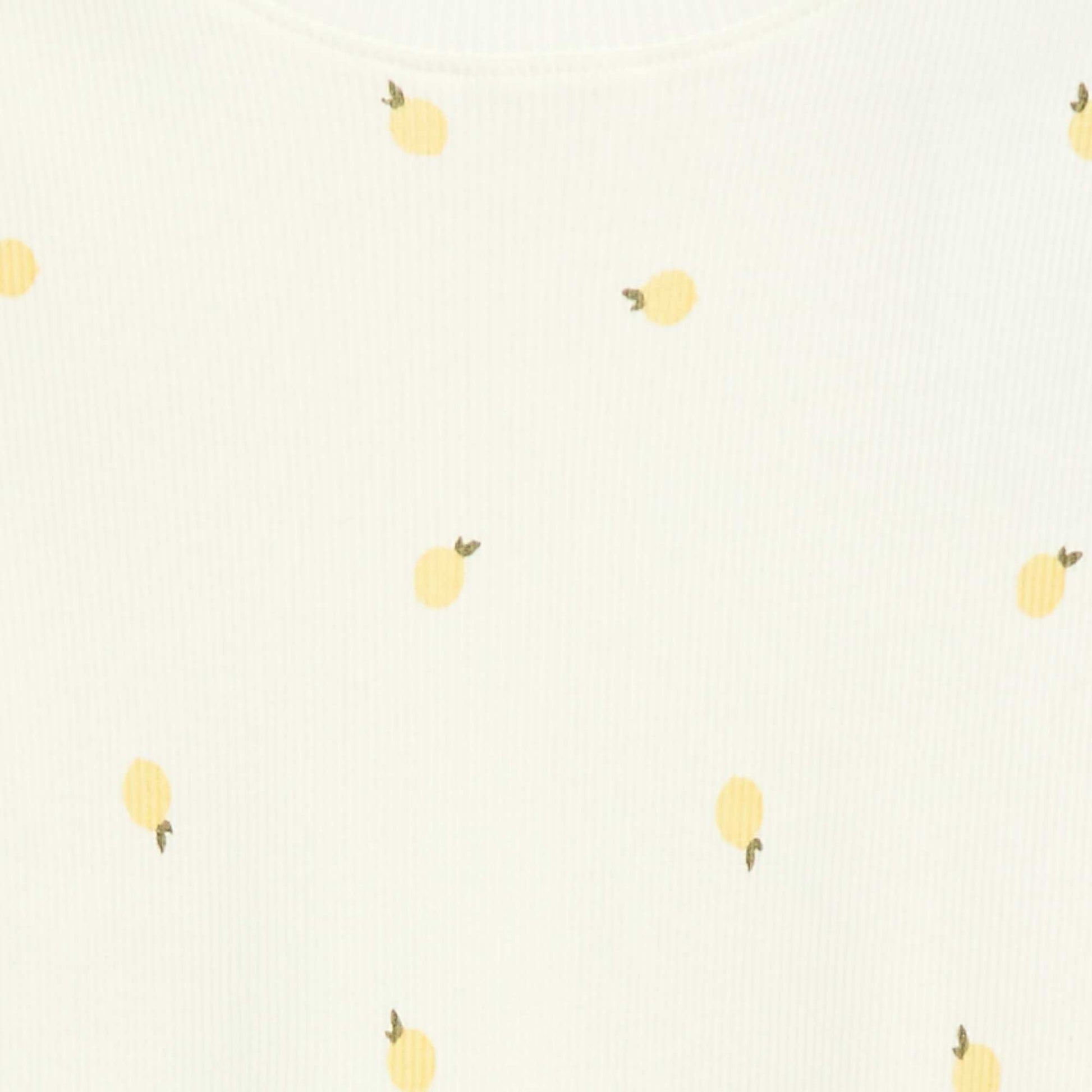 T-shirt côtelé à manches courtes volantées BLANC