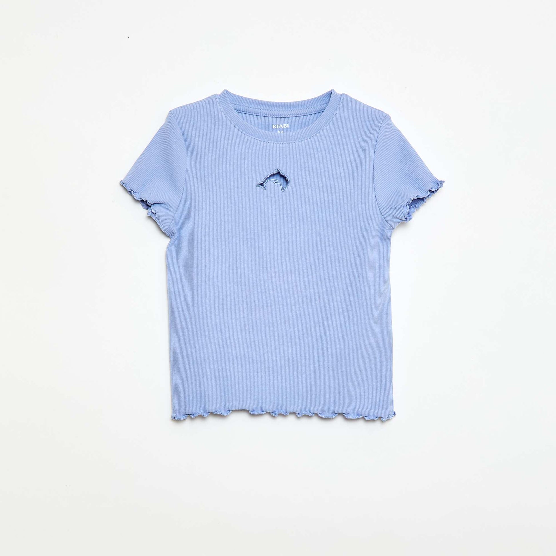 T-shirt à manches courtesavec forme ajourée BLEU
