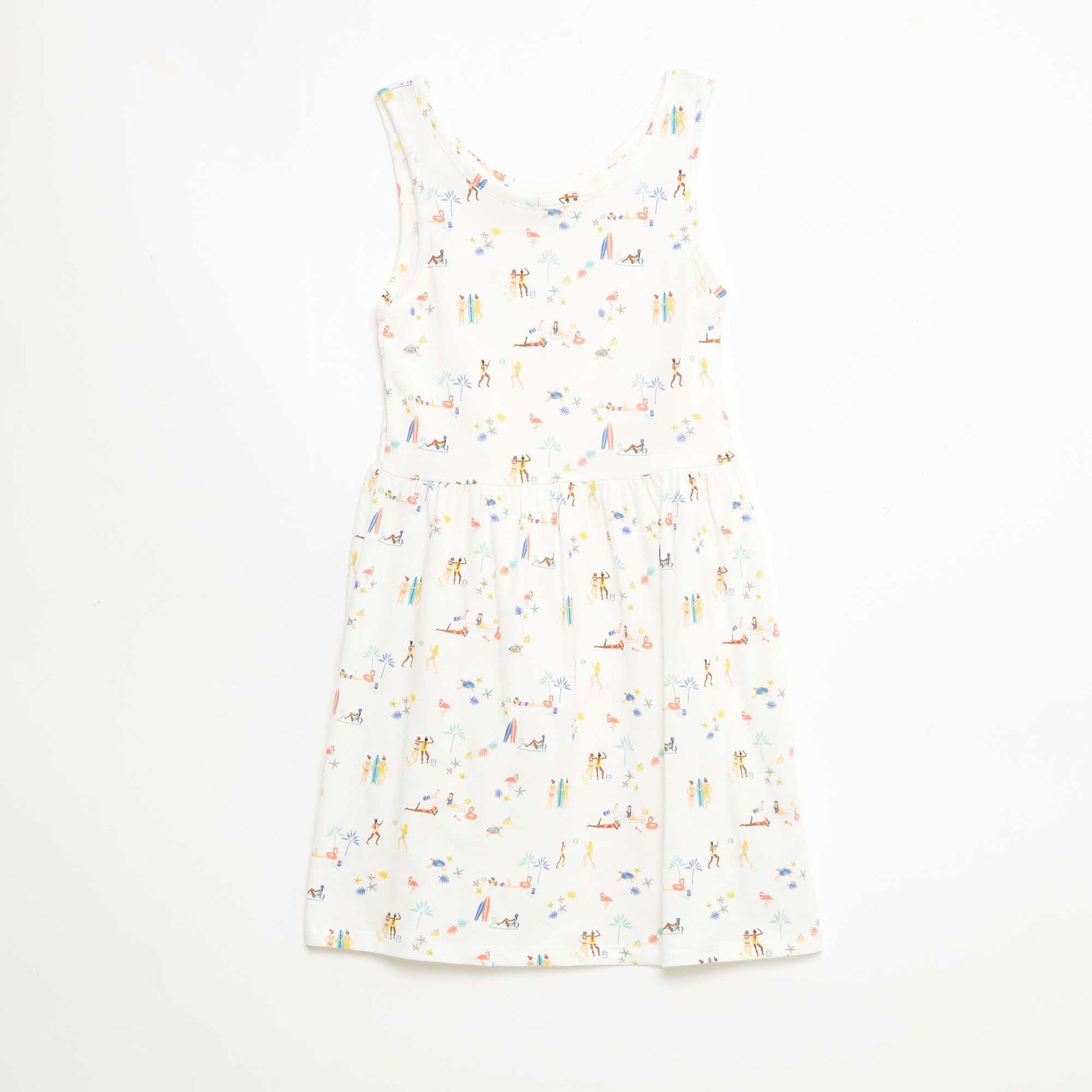 Robe en maille légère fine bretelles all-over en coton BLANC