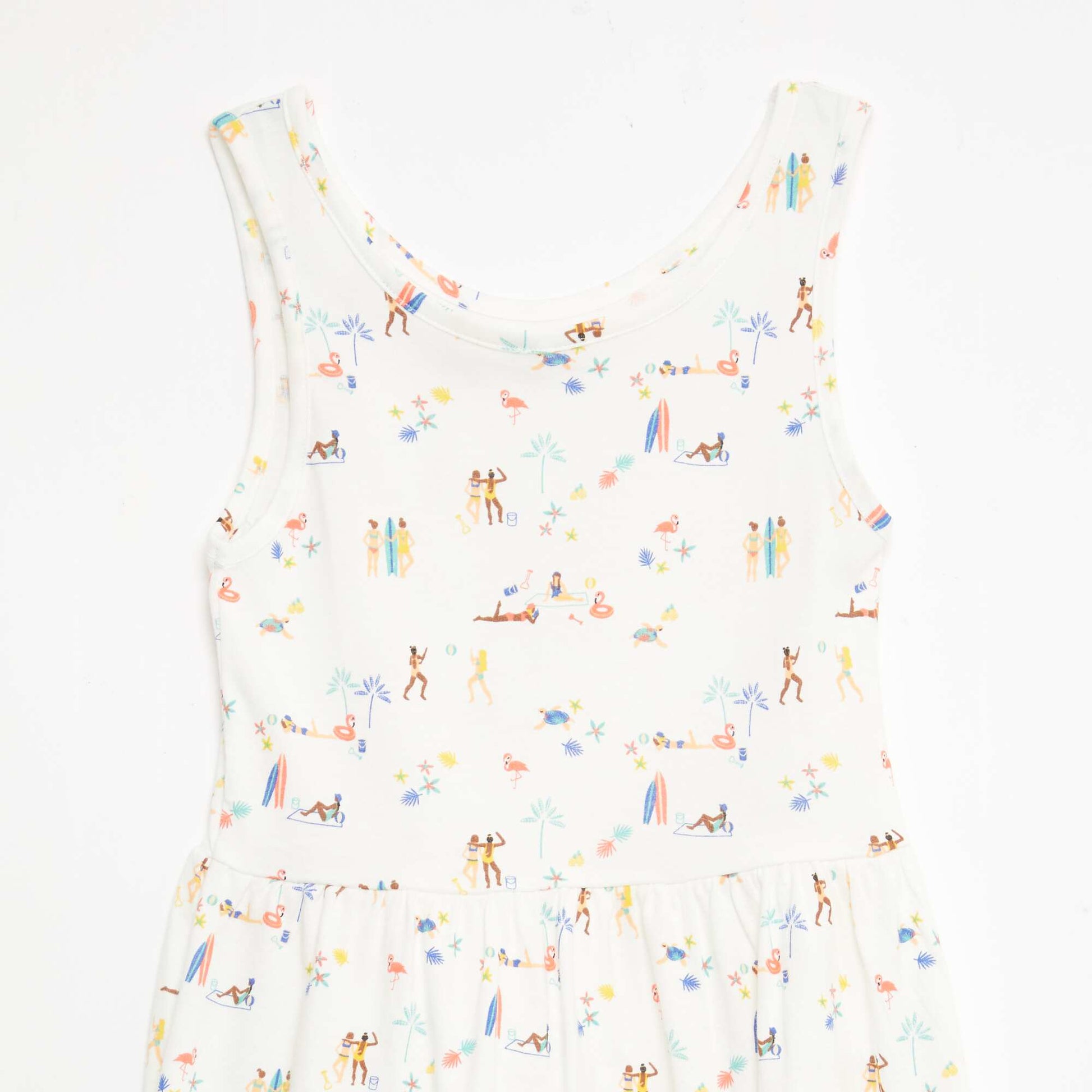 Robe en maille légère fine bretelles all-over en coton BLANC