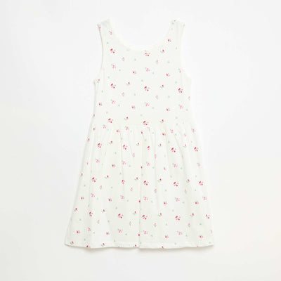 Robe en maille légère fine bretelles all-over en coton BLANC