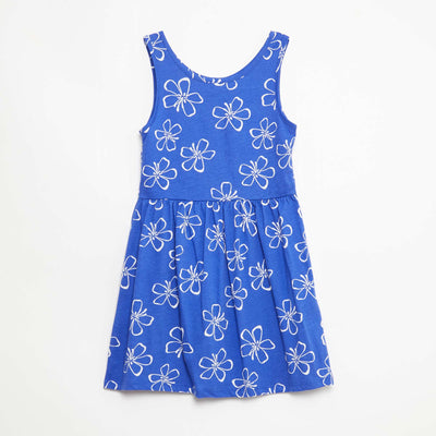 Robe en maille légère fine bretelles all-over en coton BLEU