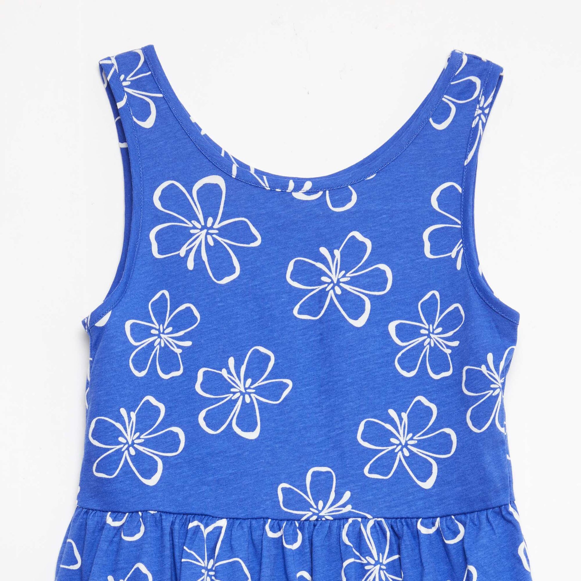 Robe en maille légère fine bretelles all-over en coton BLEU