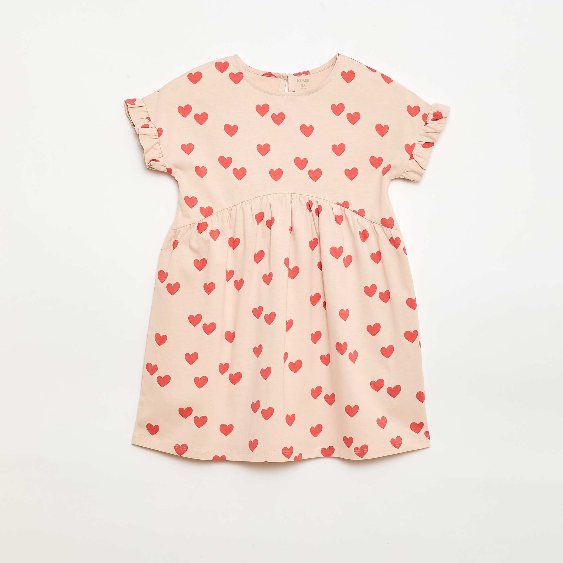 Robe à manches courtes en coton BEIGE