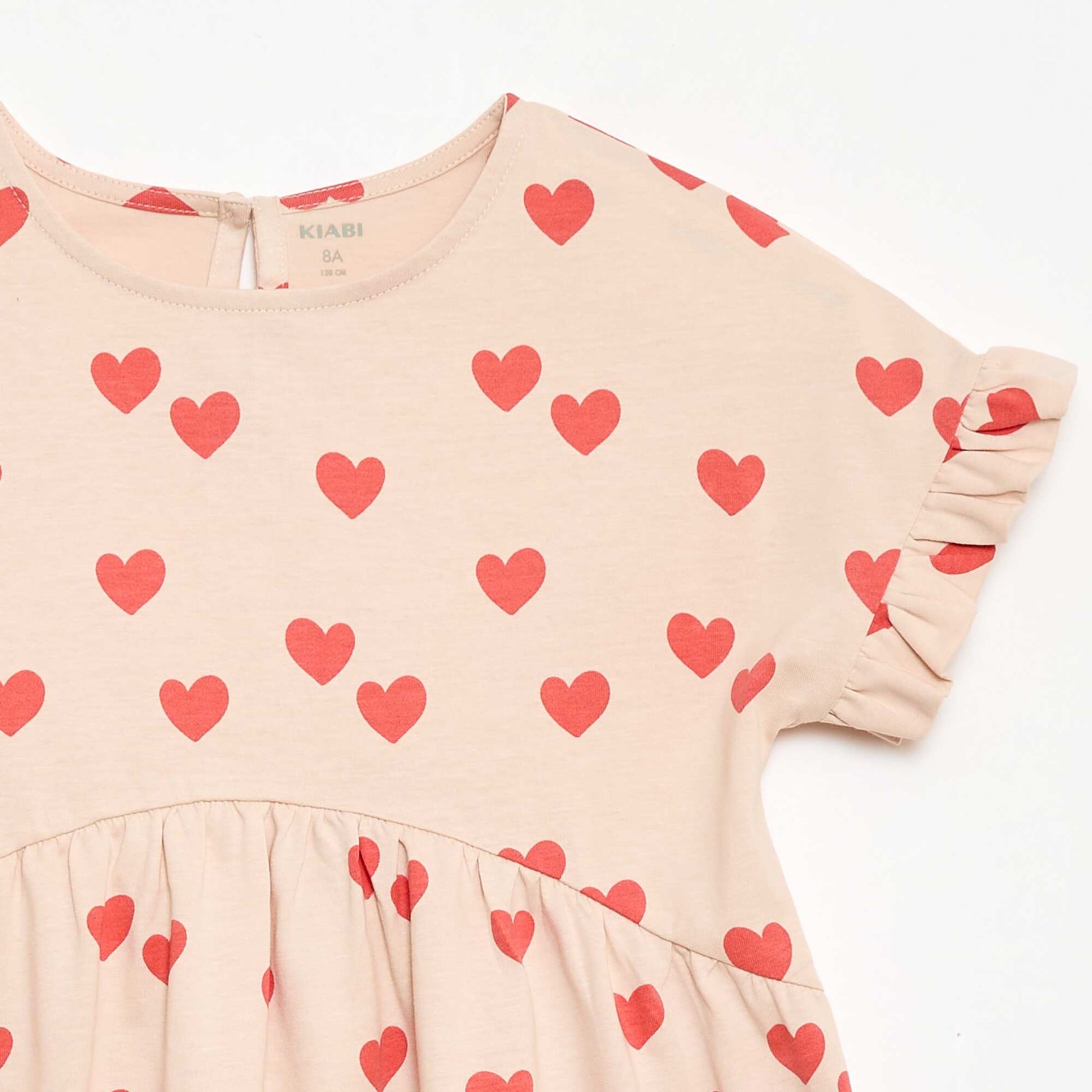 Robe à manches courtes en coton BEIGE