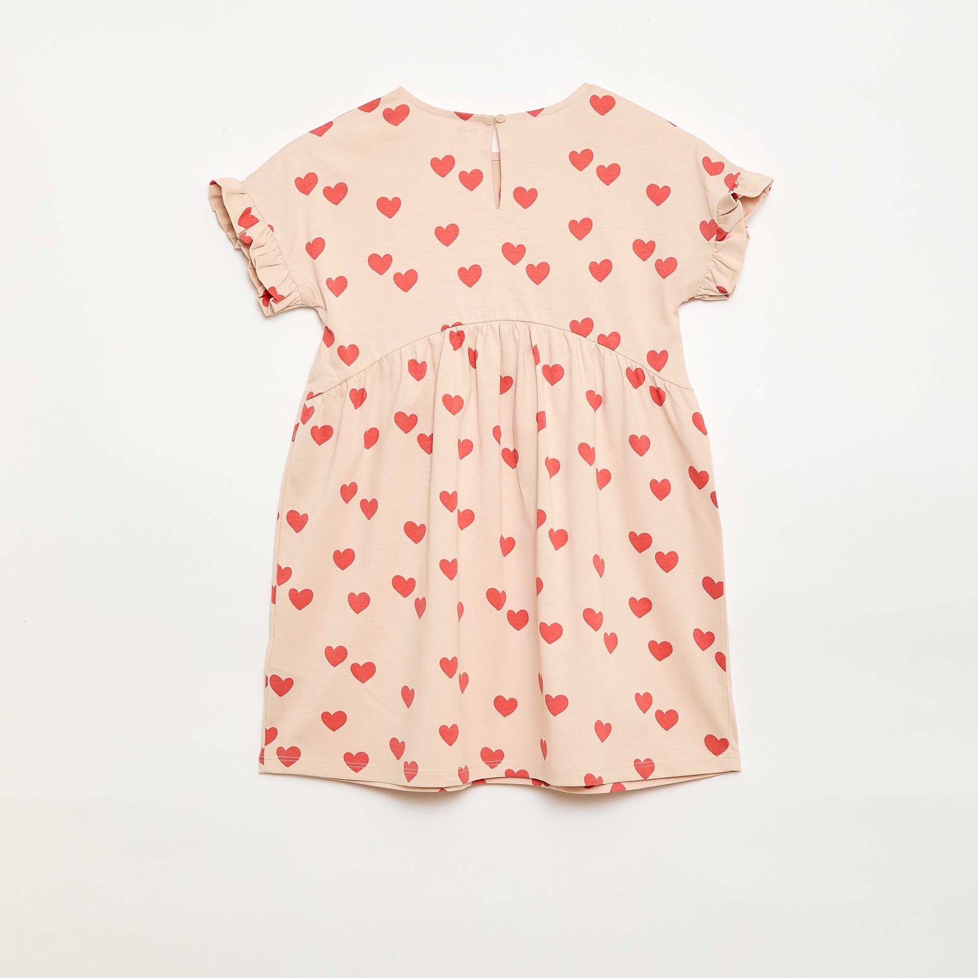 Robe à manches courtes en coton BEIGE
