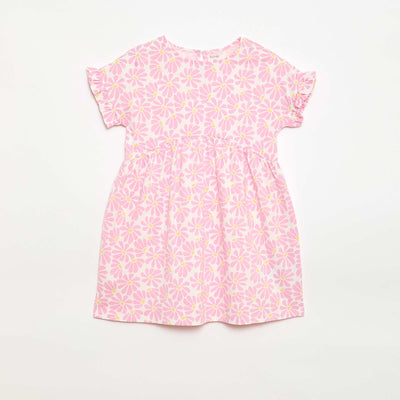 Robe à manches courtes en coton ROSE