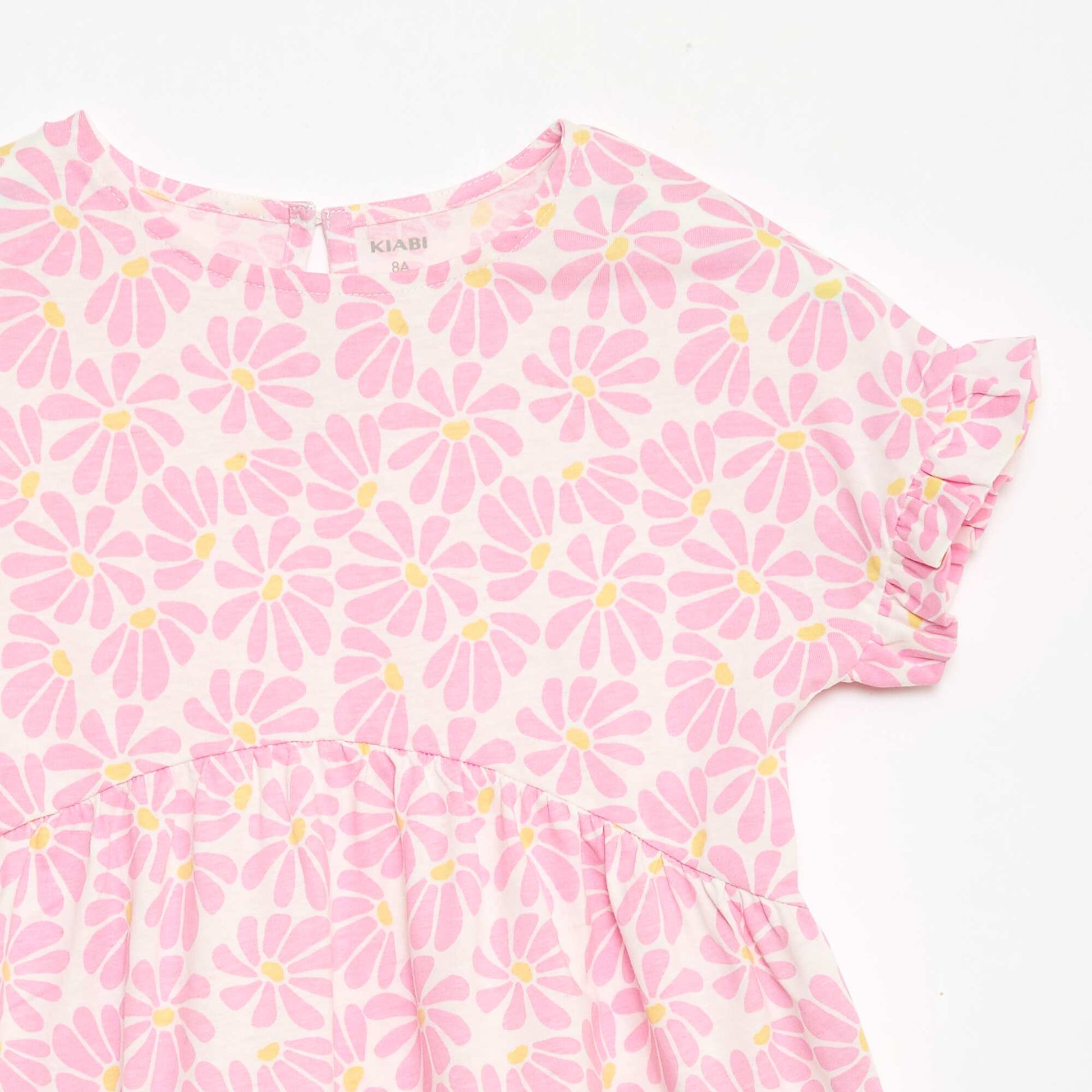 Robe à manches courtes en coton ROSE