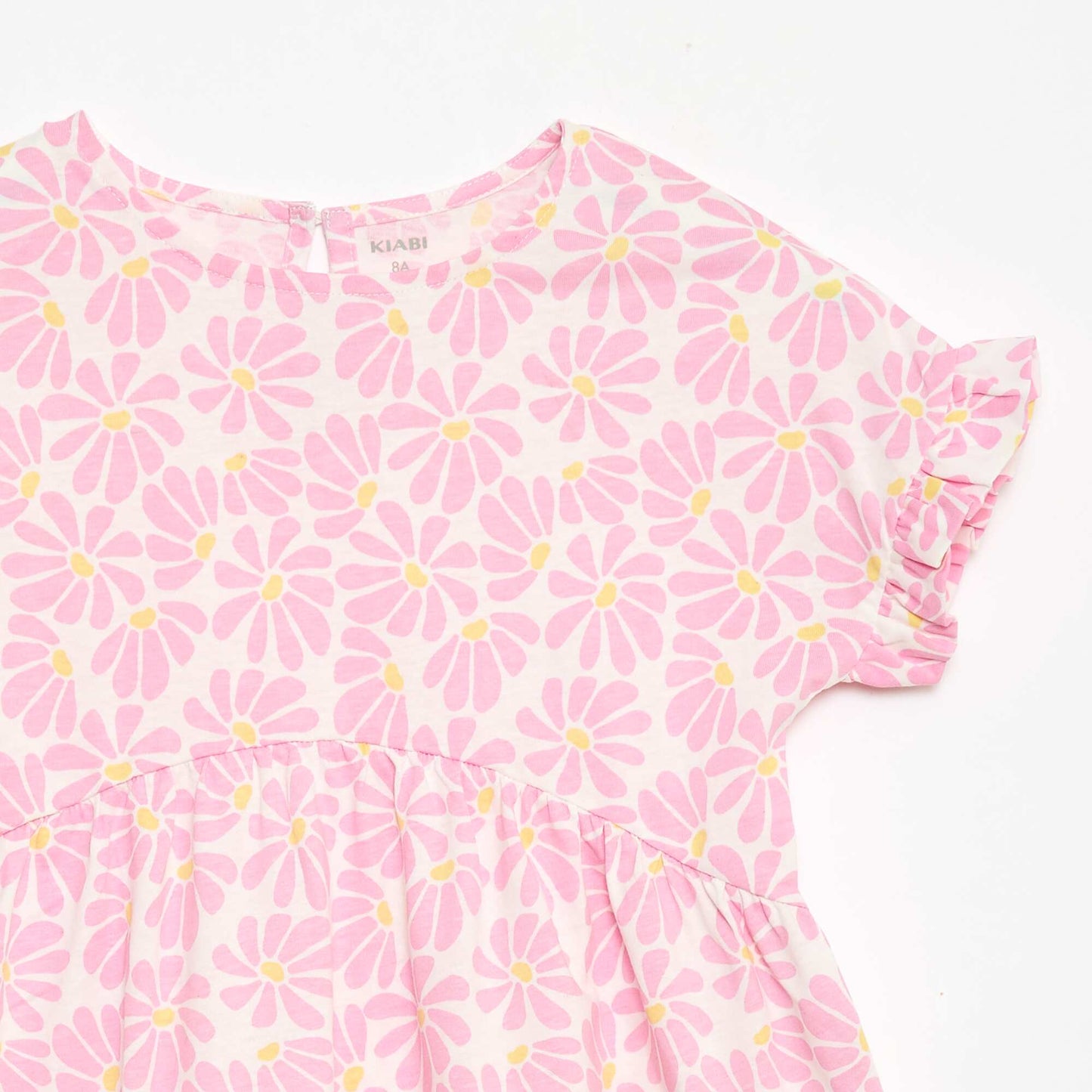 Robe à manches courtes en coton ROSE