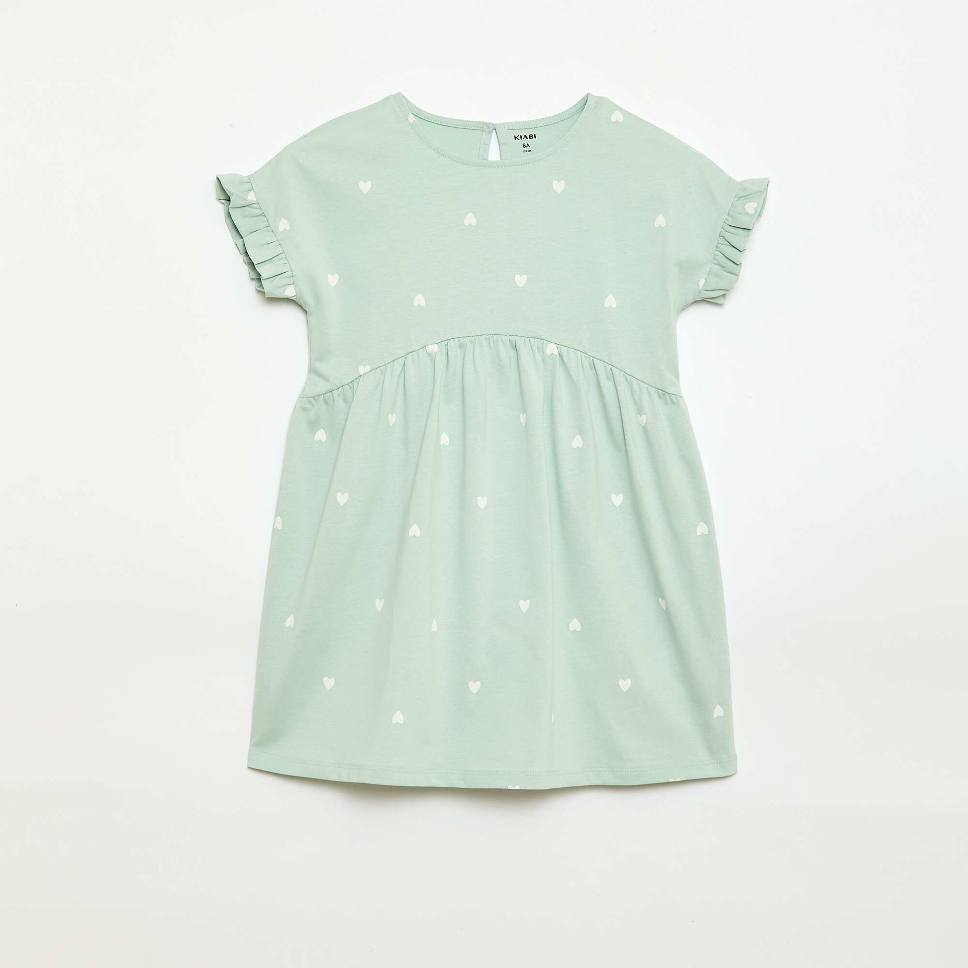 Robe à manches courtes en coton BLEU
