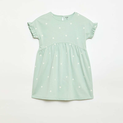 Robe à manches courtes en coton BLEU