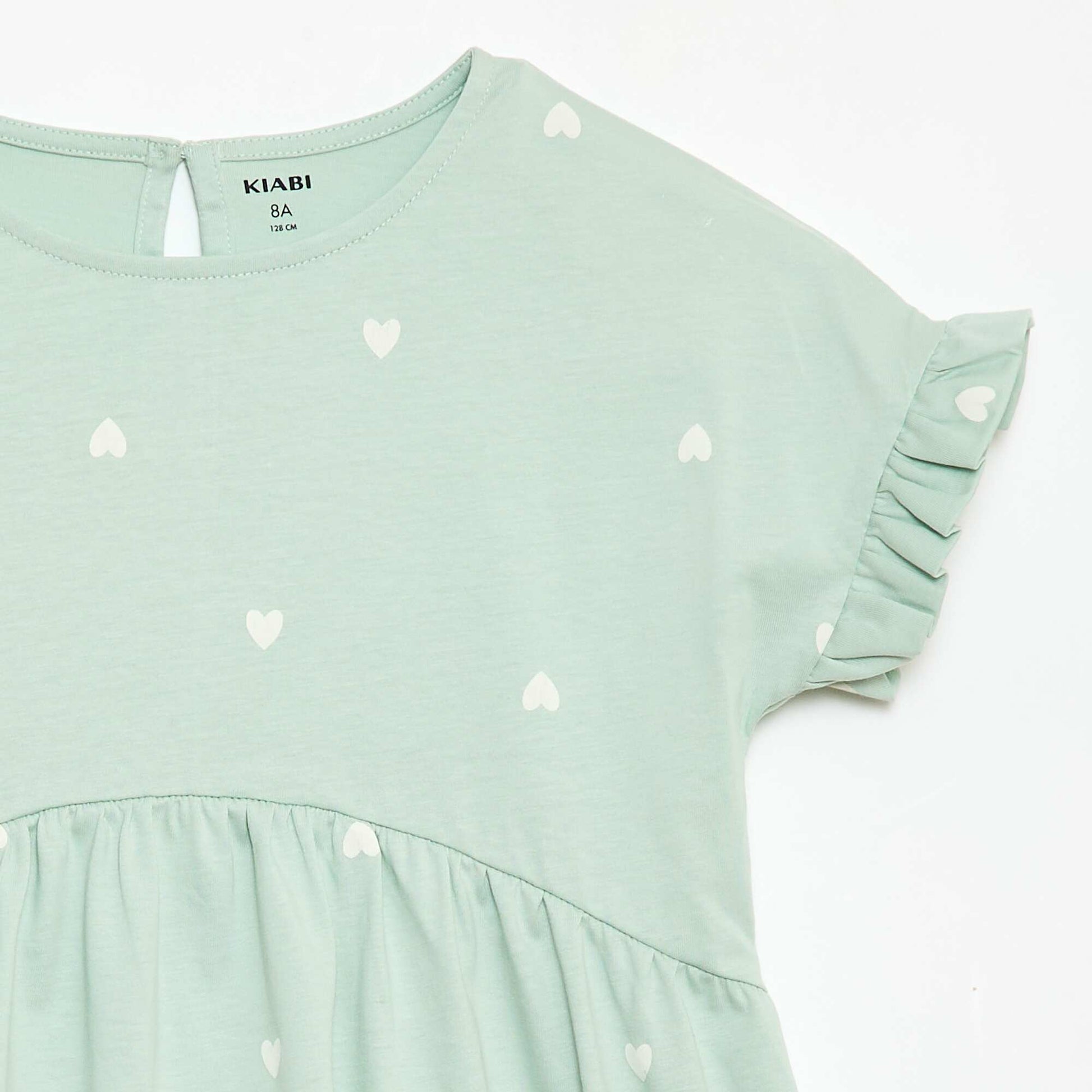 Robe à manches courtes en coton BLEU