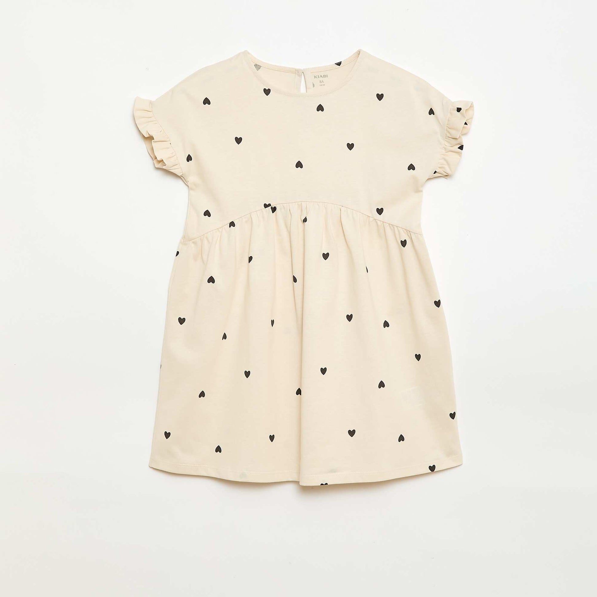 Robe à manches courtes en coton BEIGE