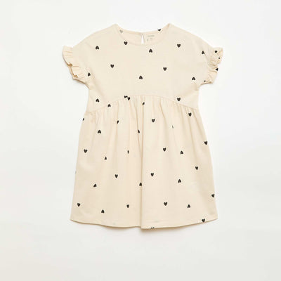 Robe à manches courtes en coton BEIGE