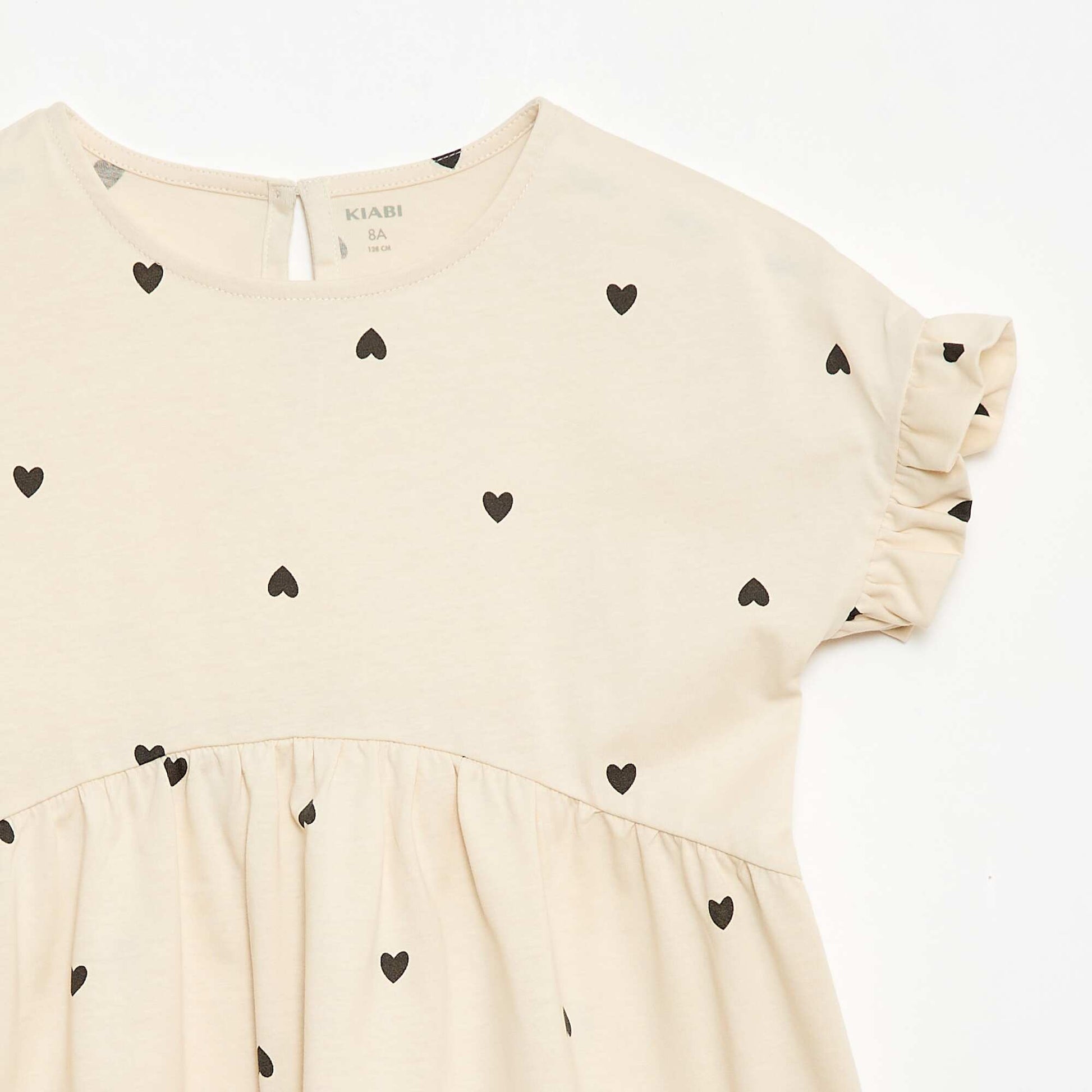 Robe à manches courtes en coton BEIGE