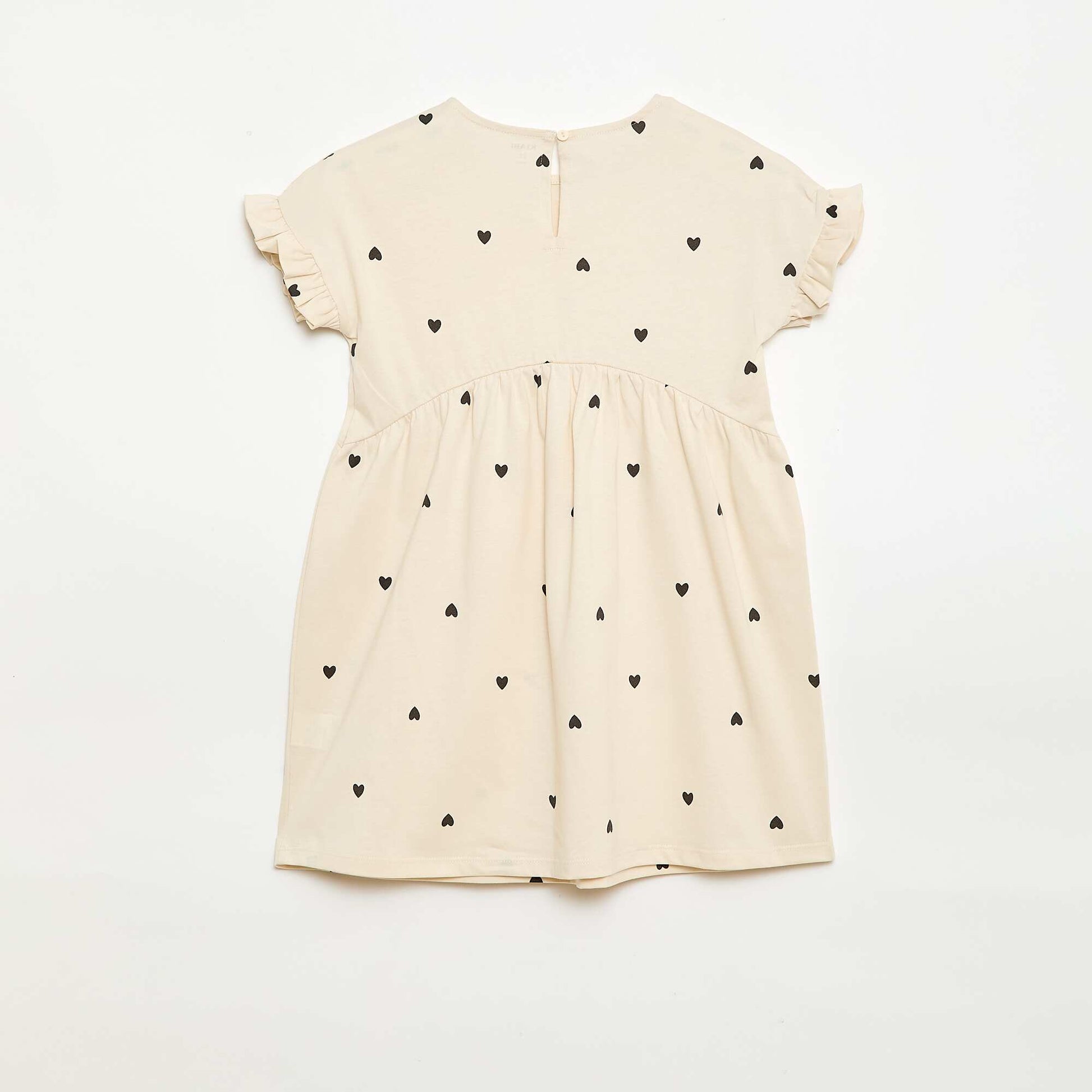 Robe à manches courtes en coton BEIGE