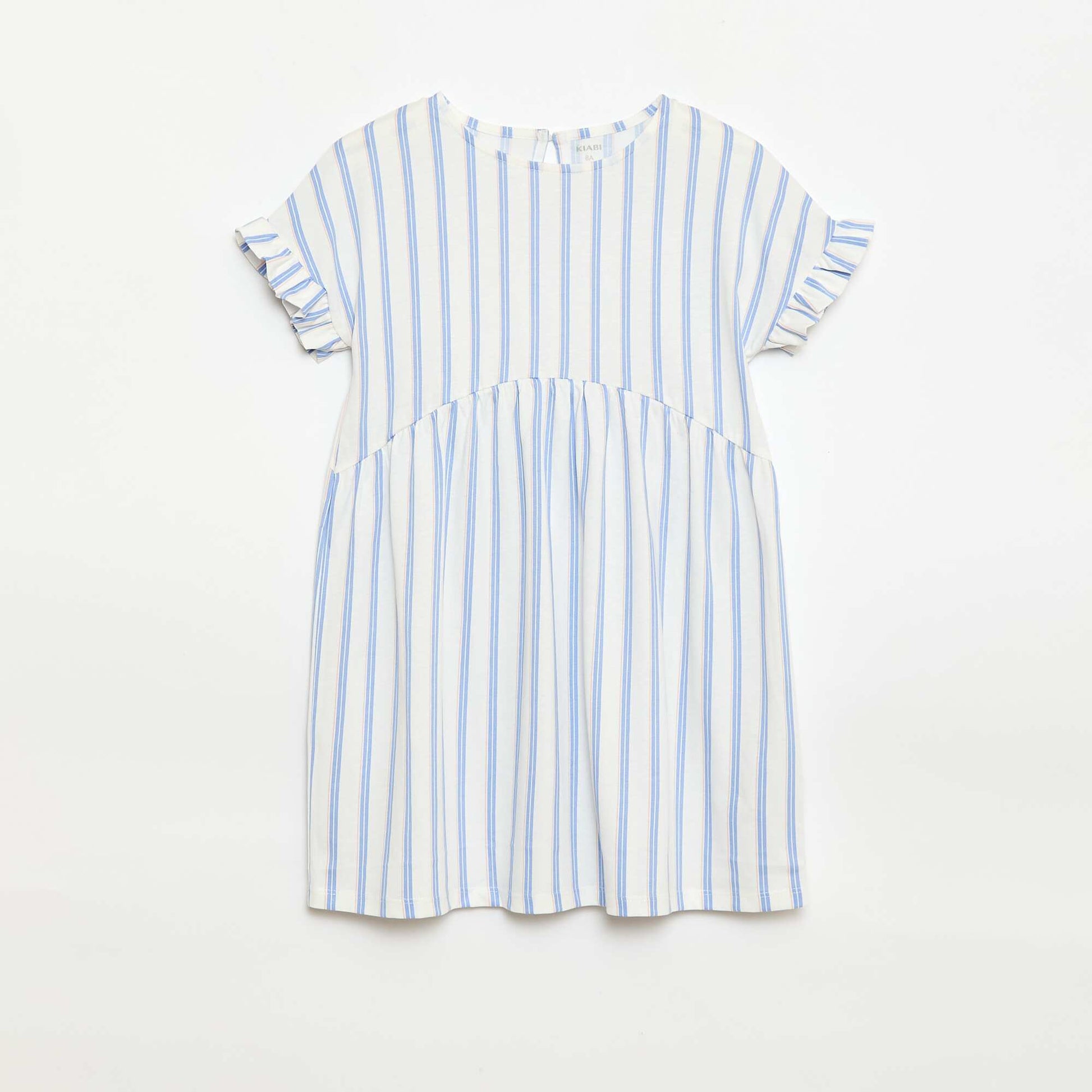 Robe à manches courtes en coton BLEU