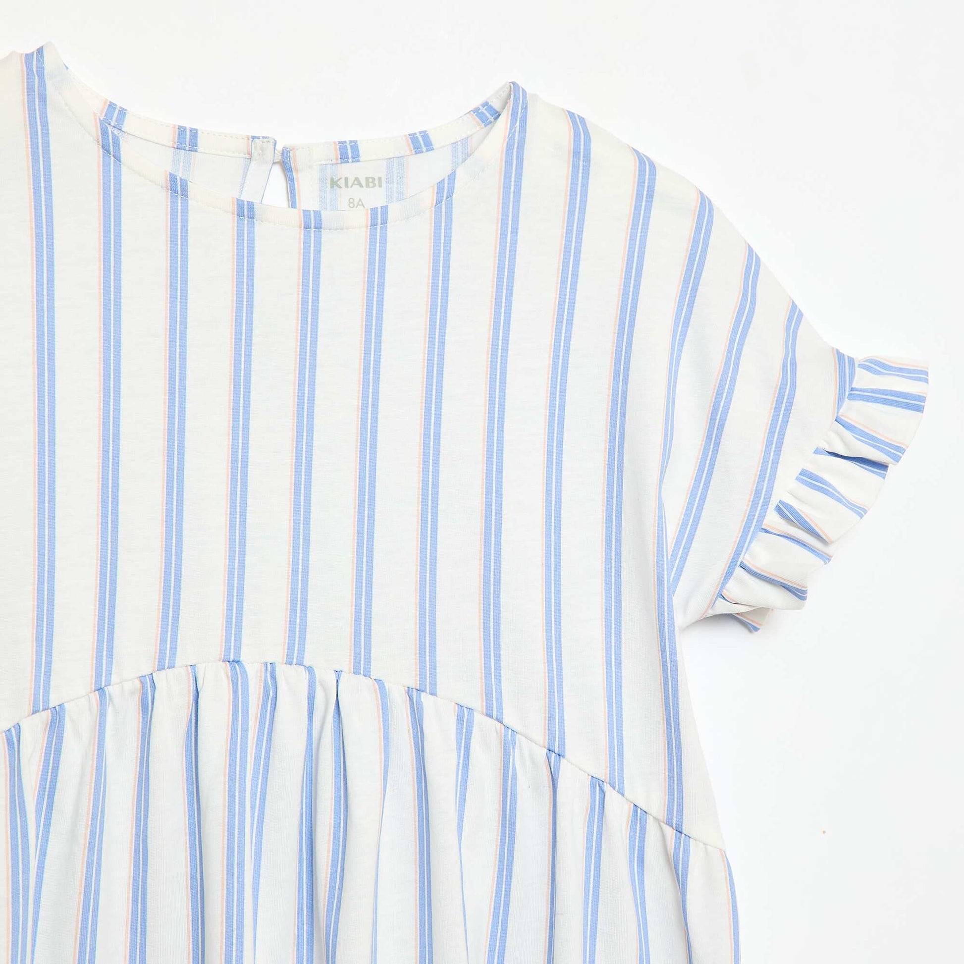 Robe à manches courtes en coton BLEU