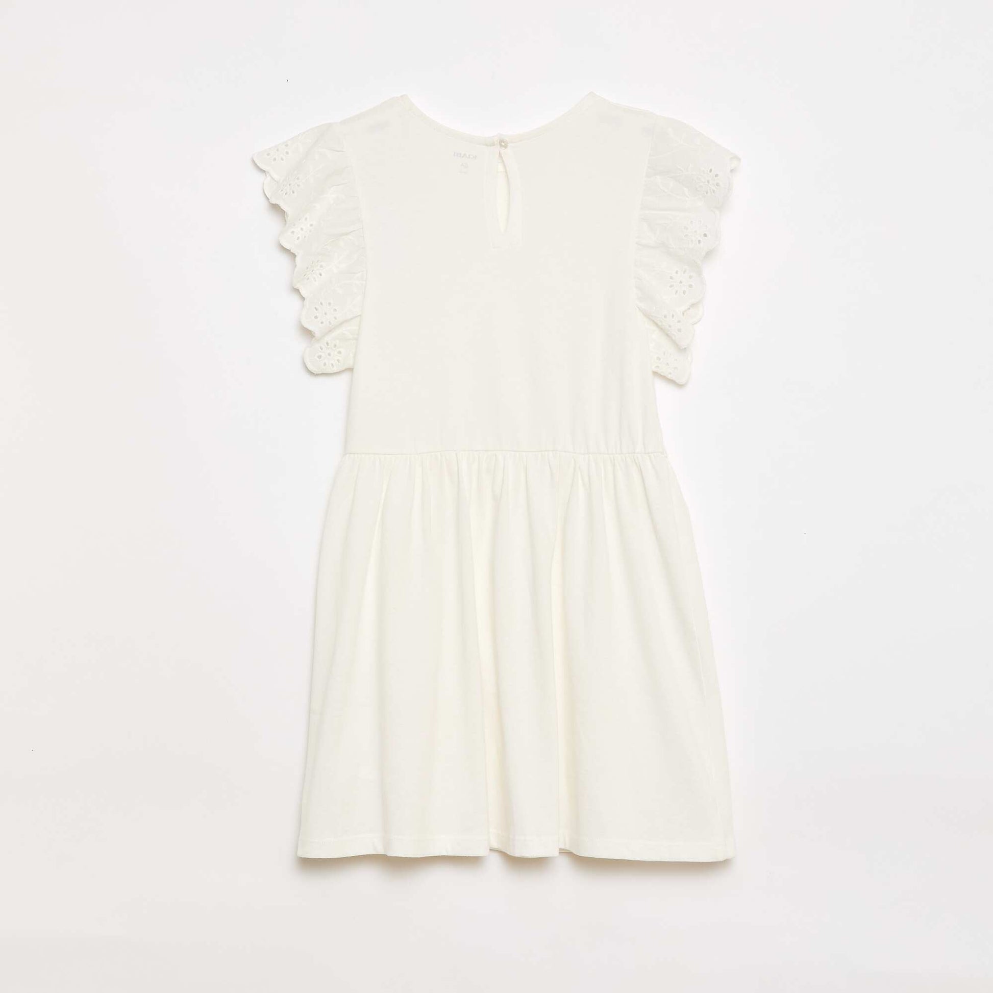 Robe en jersey avec manches courtes en broderies anglaises BLANC