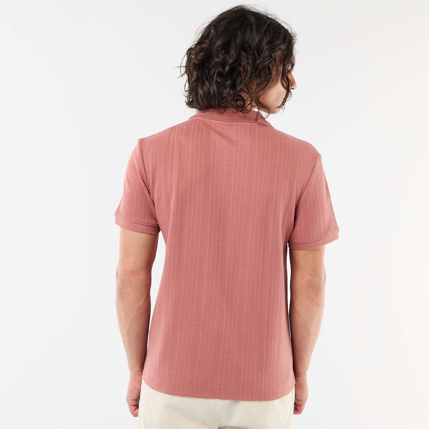 Polo à manches courtes et matière en nid d'abeilles ROSE