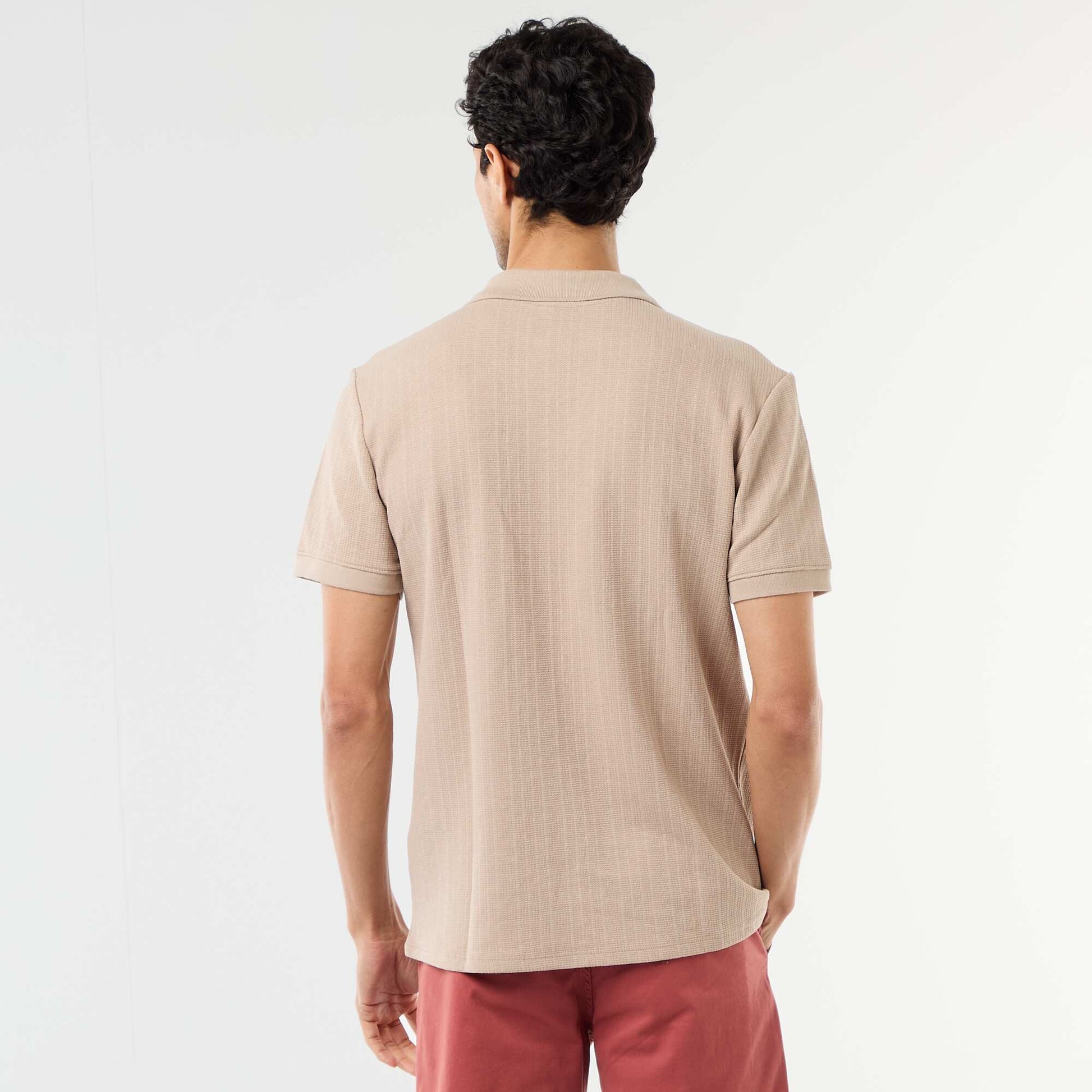 Polo à manches courtes et matière en nid d'abeilles BEIGE