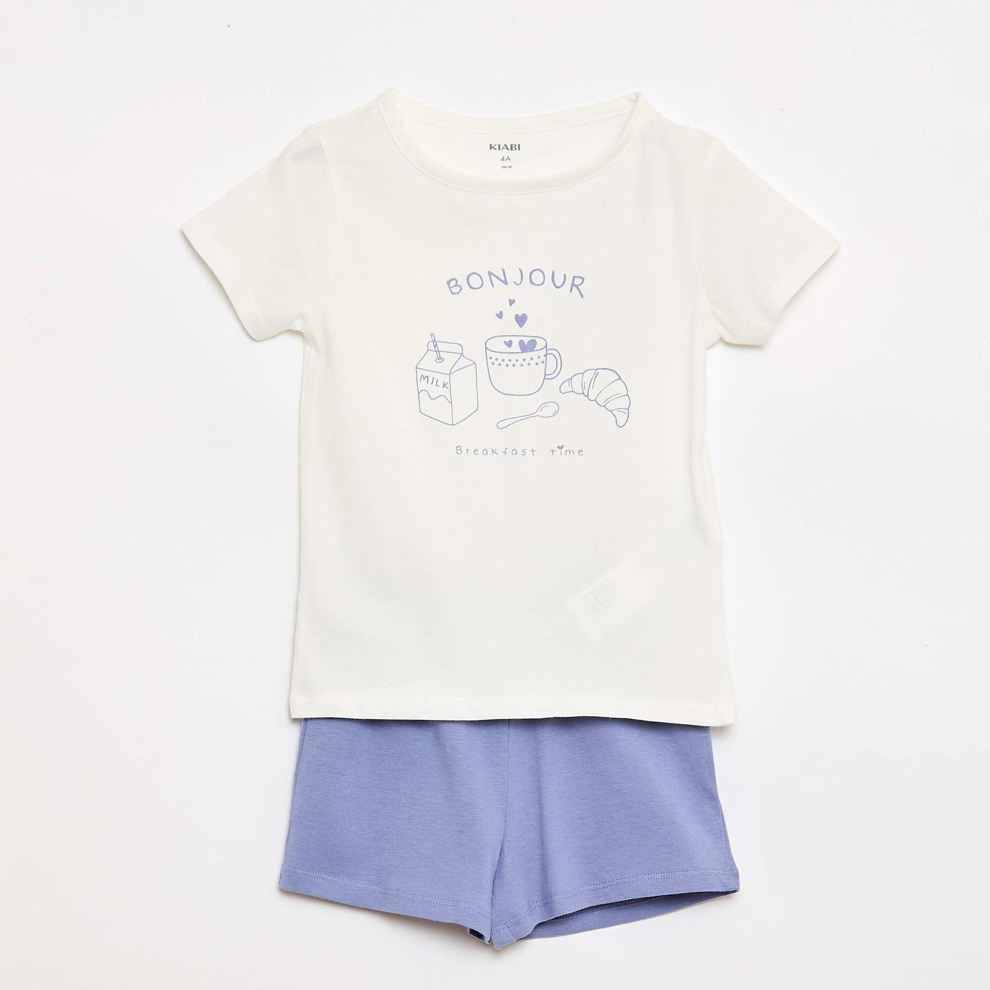 Ensemble de pyjama t-shirt + short - 2 pièces BLANC