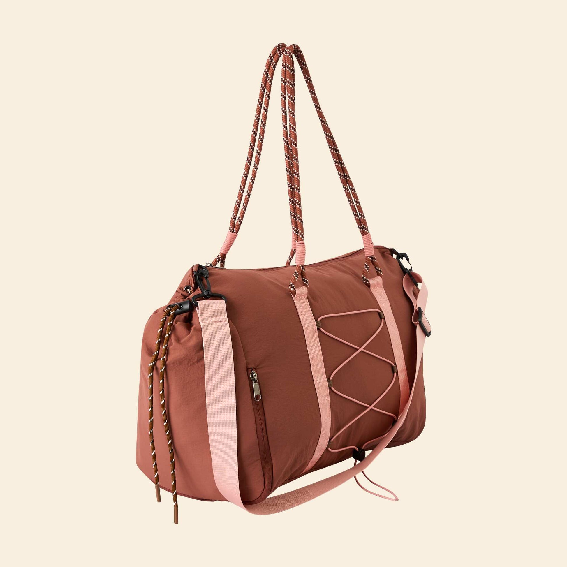 Sac de sport avec poches extérieures et rangement chaussures MARRON