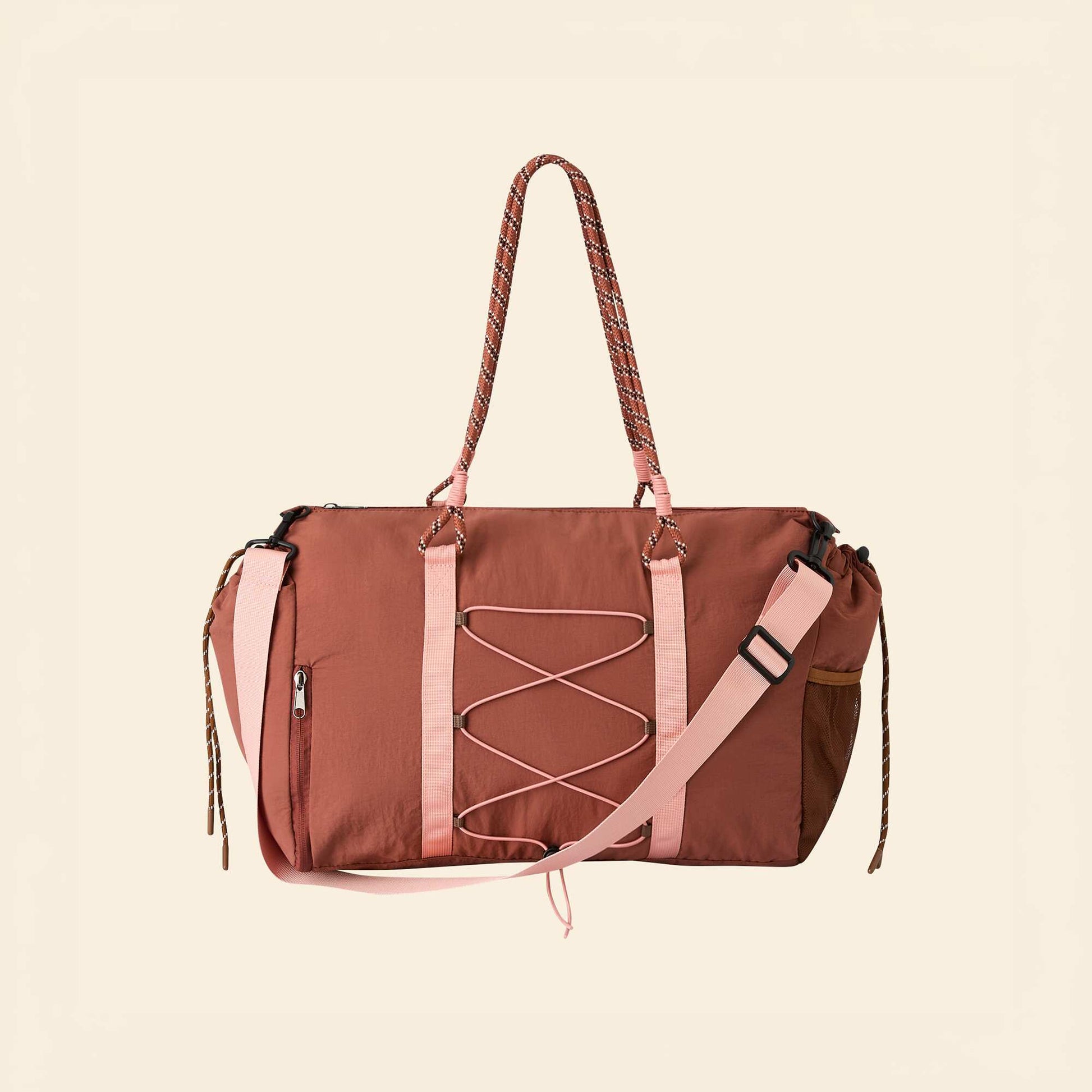 Sac de sport avec poches extérieures et rangement chaussures MARRON