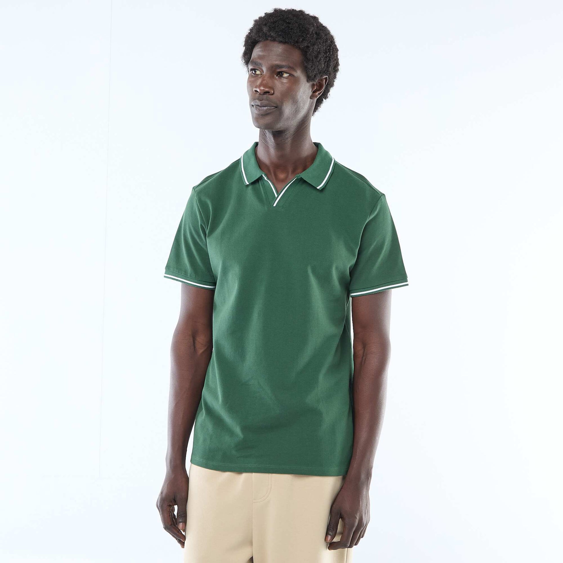 Polo en piqué de coton à manches courtes VERT