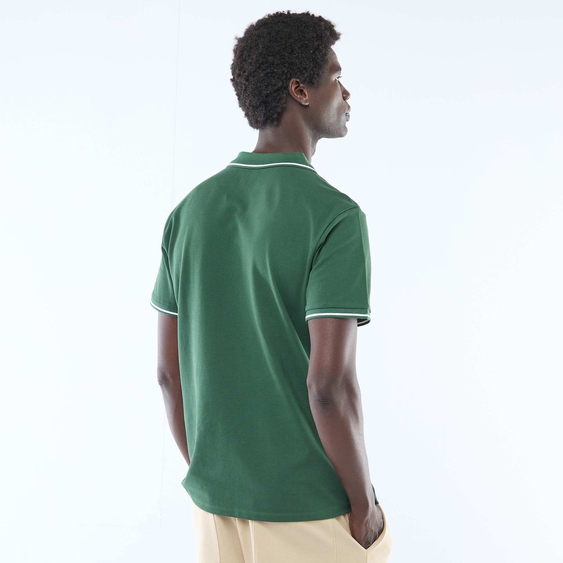 Polo en piqué de coton à manches courtes VERT