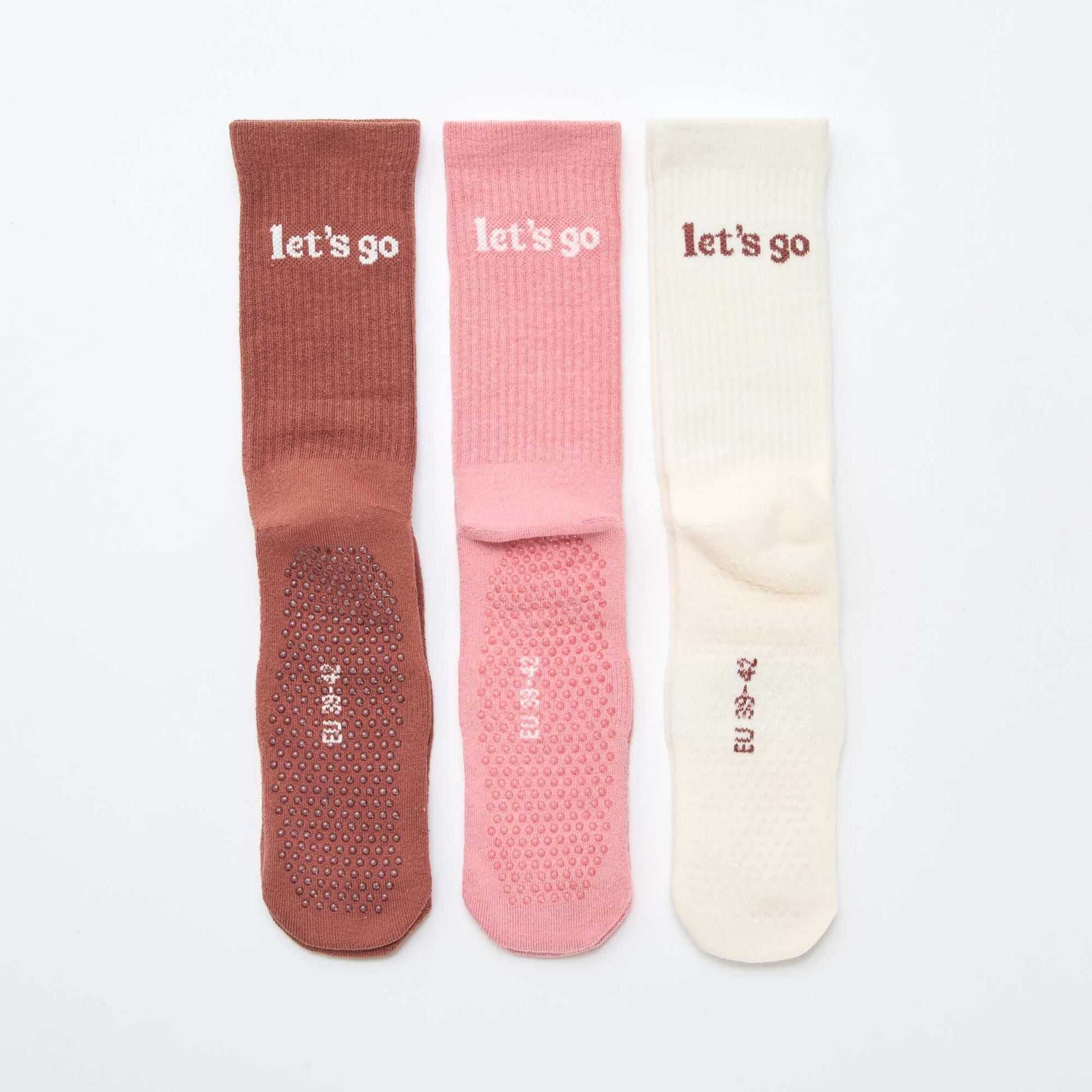 Lot de 3 chaussettes antidérapantes MARRON