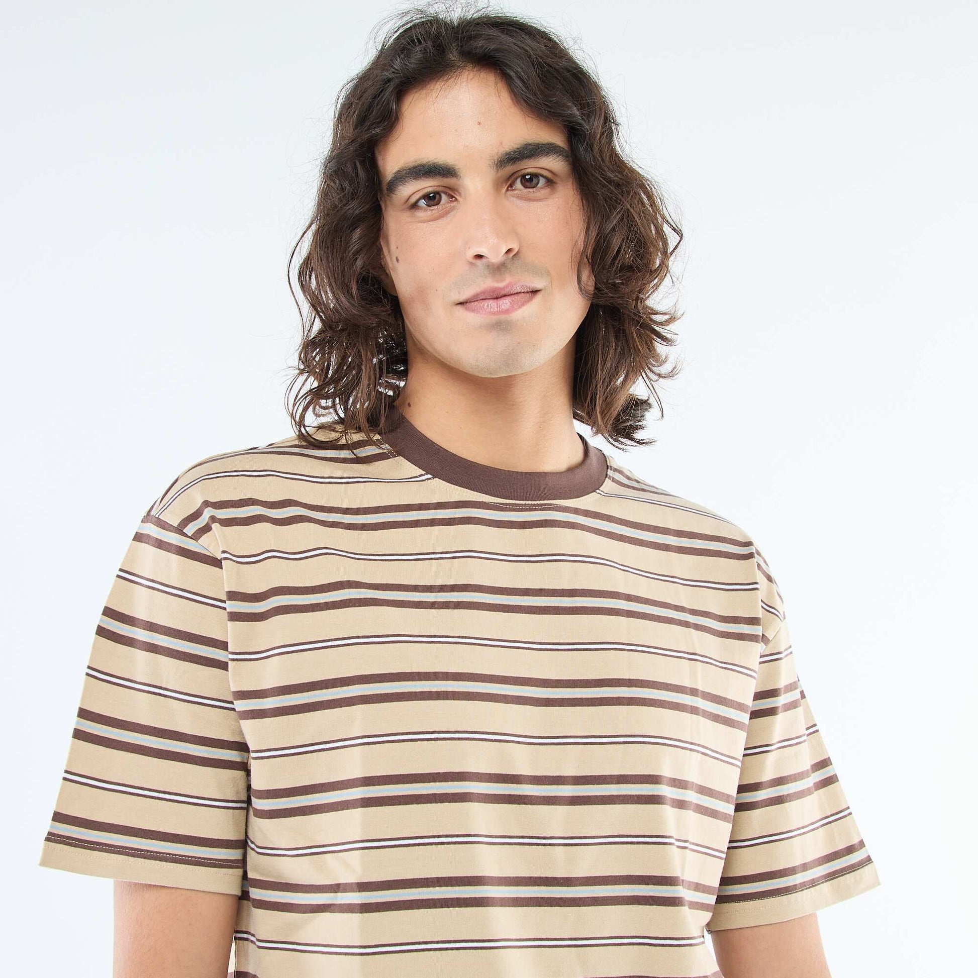 Tee-shirt basique rayé BEIGE