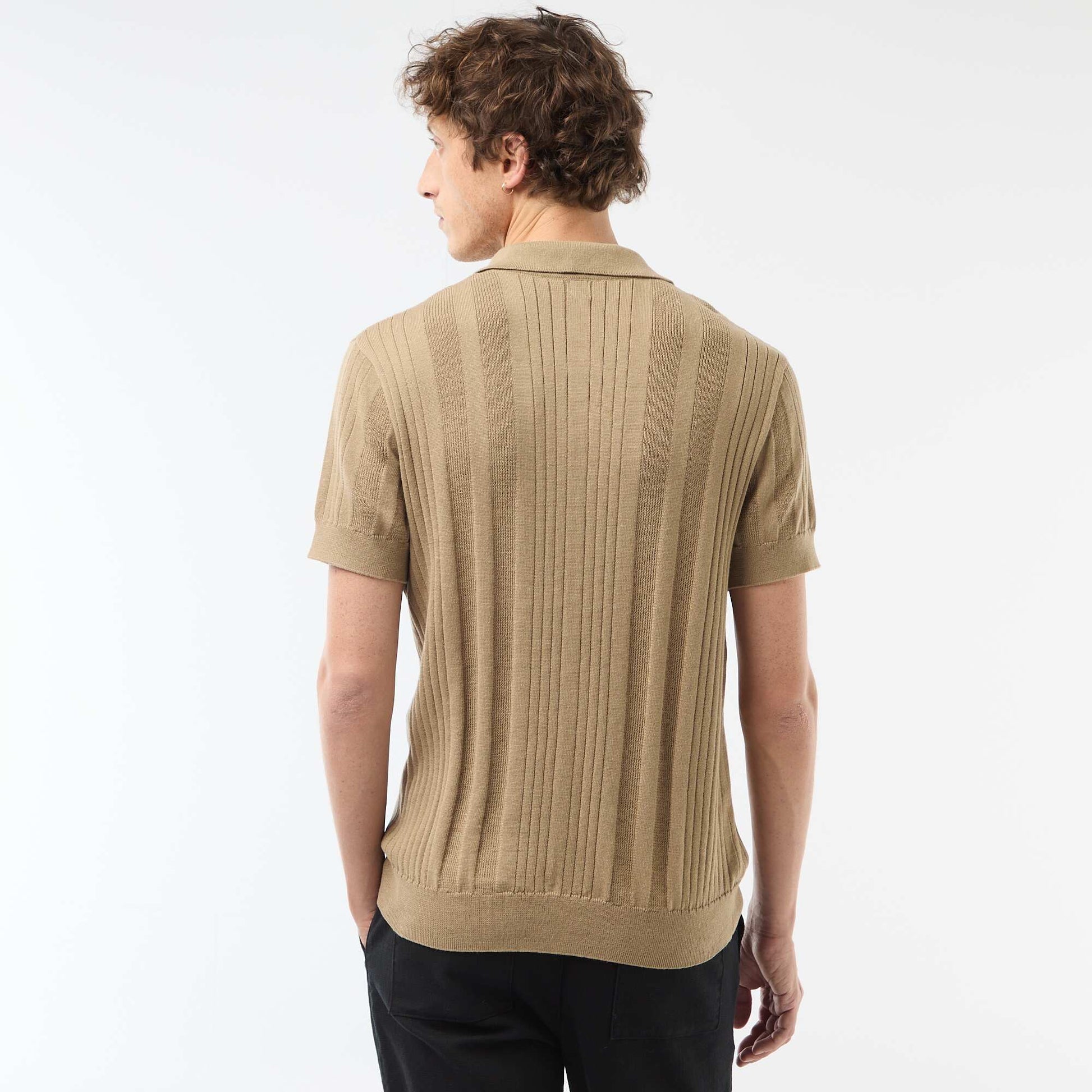 Polo en maille effet tricot BEIGE
