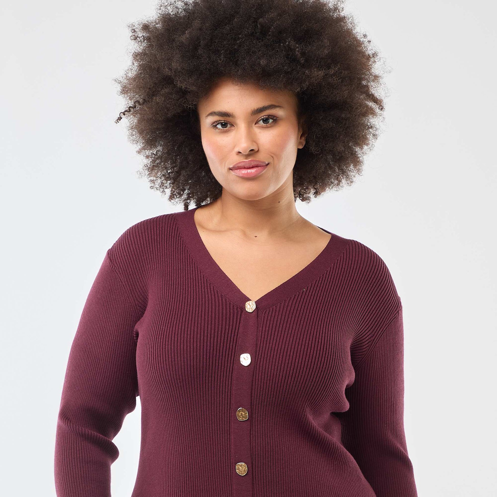 Robe midi en maille lourde côtelée esprit gilet ROUGE