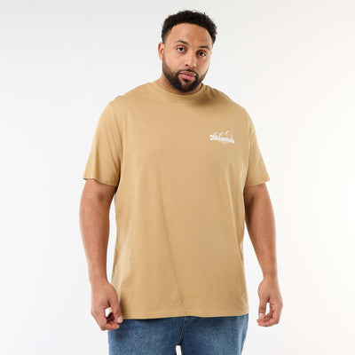 T-shirt imprimé à manches courtes et col rond BEIGE