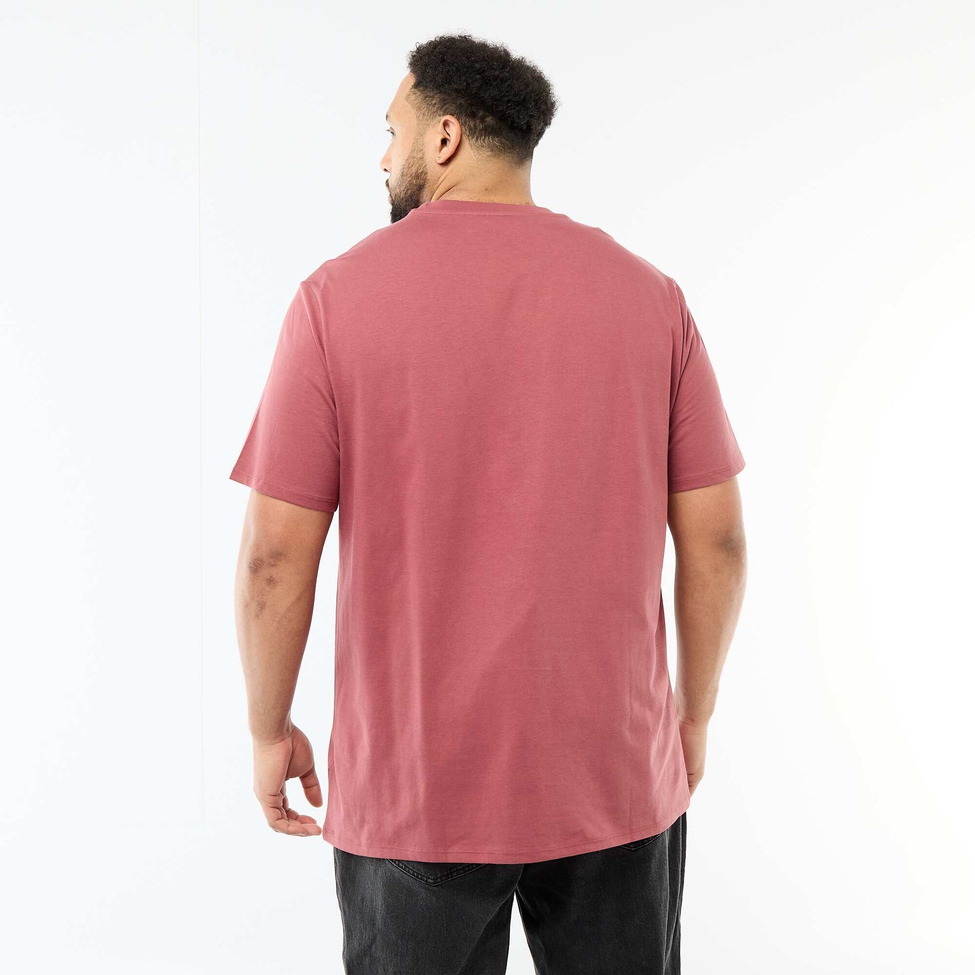 T-shirt imprimé à manches courtes et col rond ROUGE