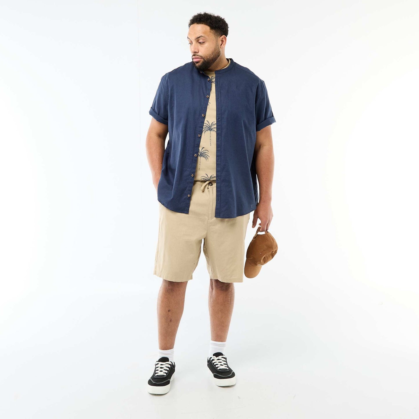 T-shirt imprimé à manches courtes et col rond BEIGE