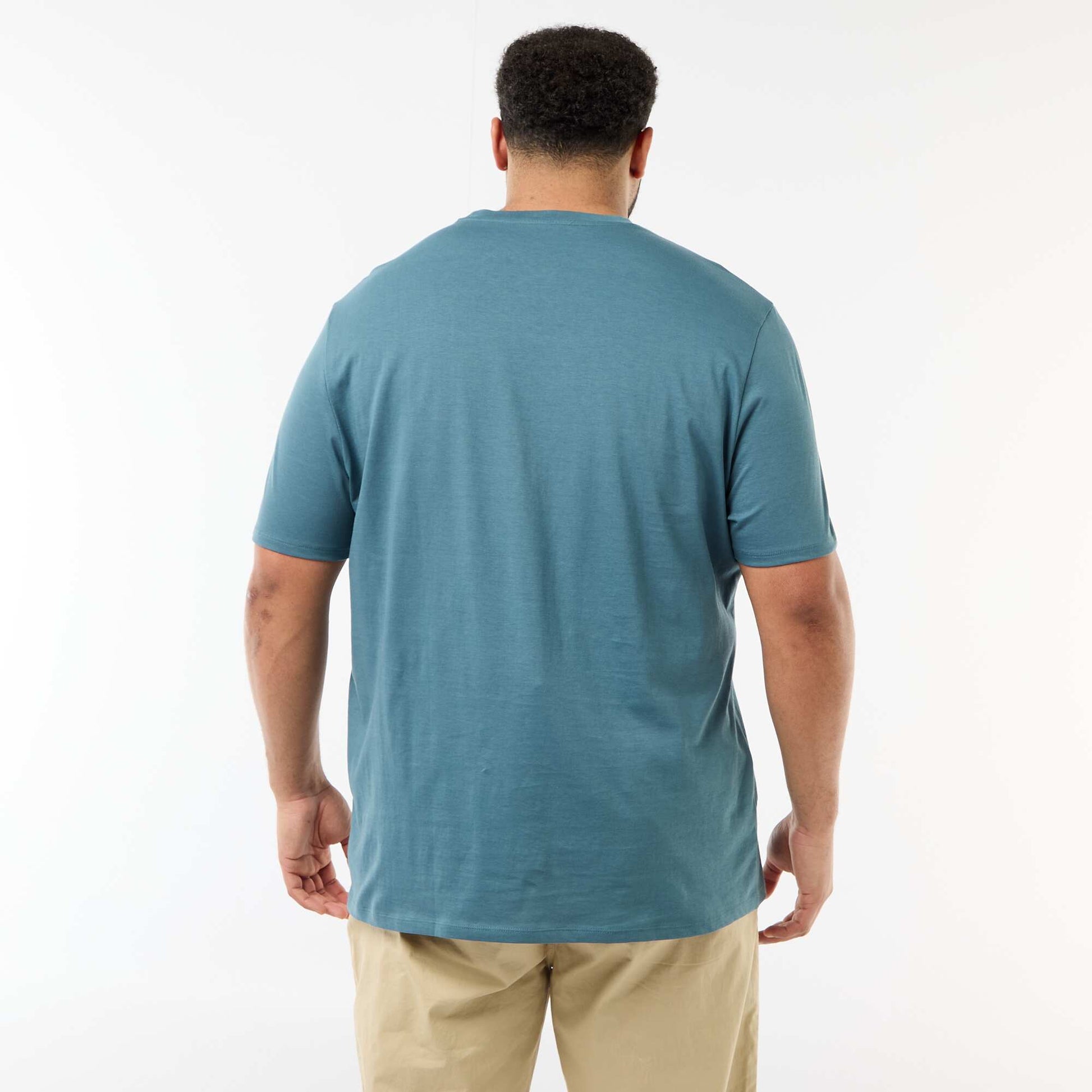 T-shirt imprimé à manches courtes et col rond BLEU