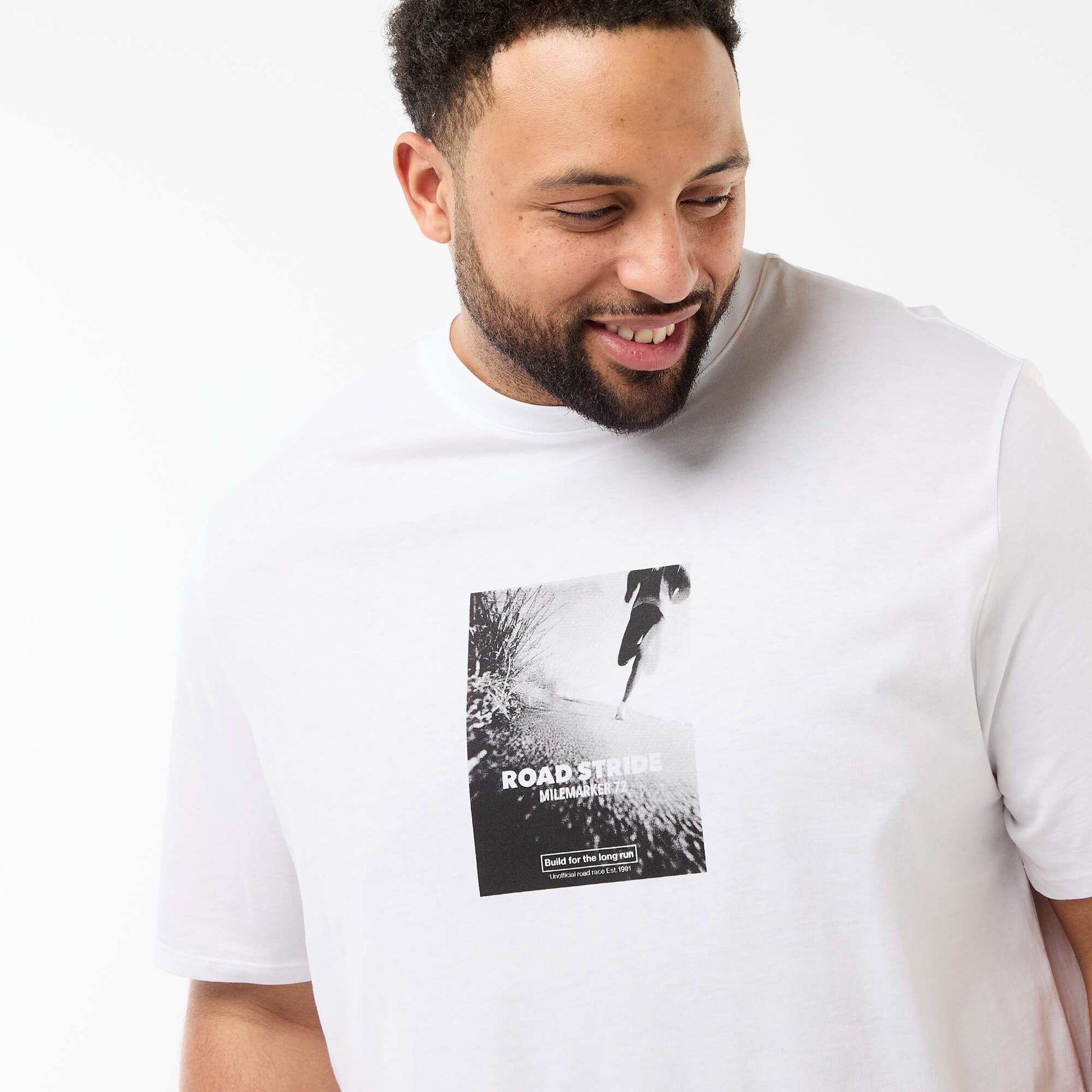 T-shirt imprimé à manches courtes et col rond BLANC
