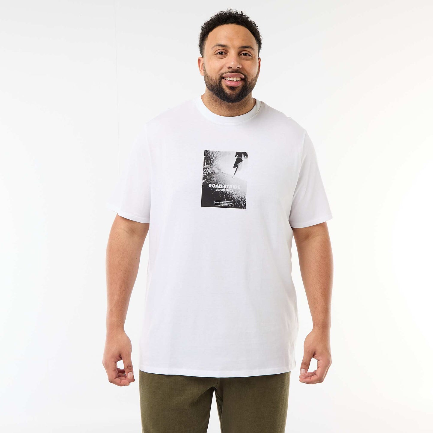 T-shirt imprimé à manches courtes et col rond BLANC